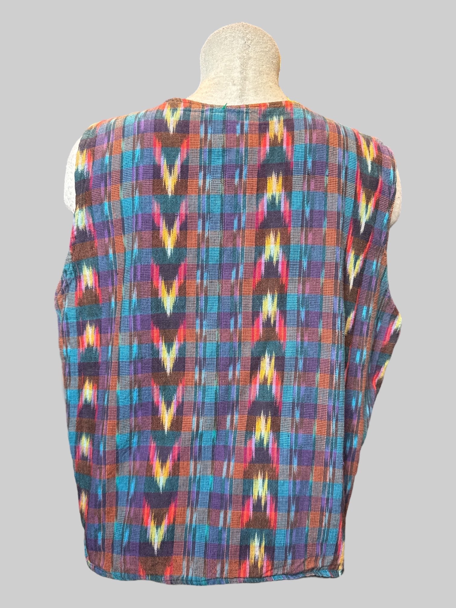 XL vintage multicolor vest with pockets
