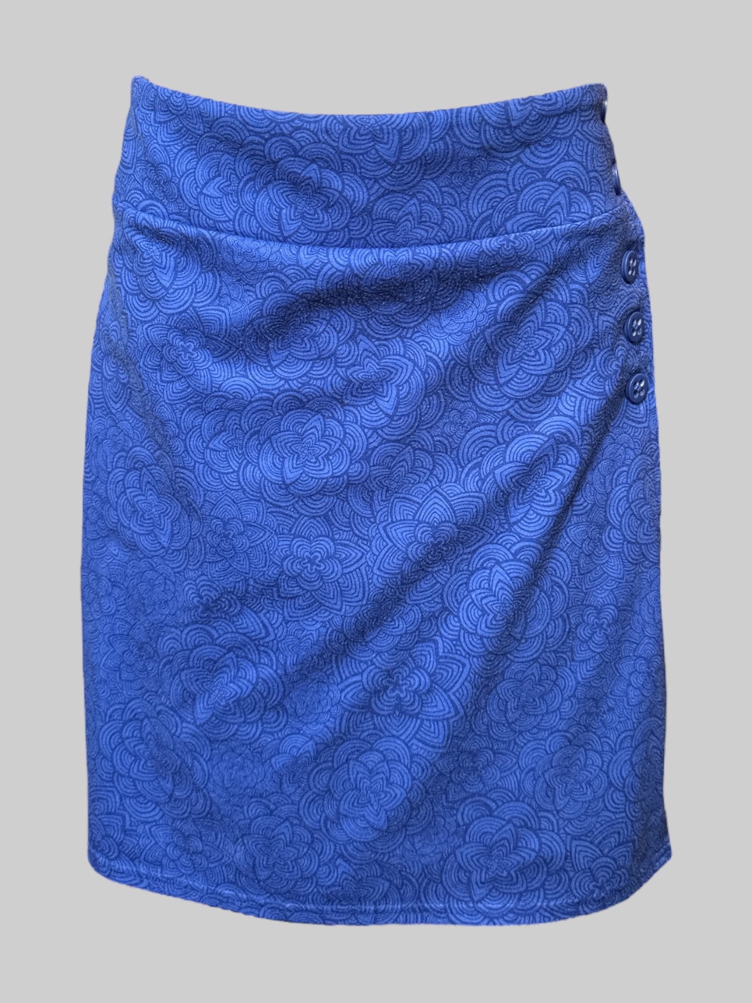 XL blue athletic floral skirt with side buttons