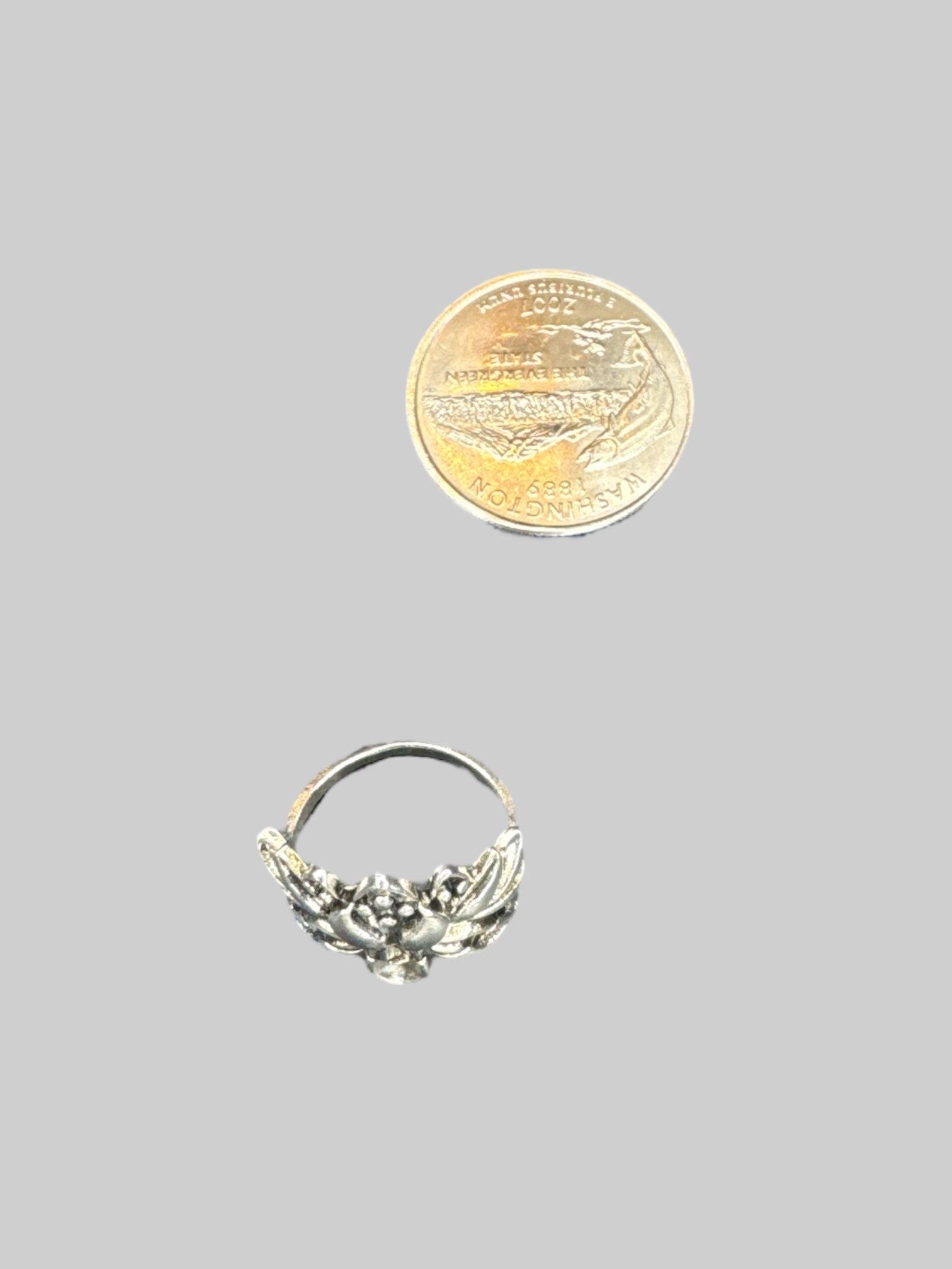 Size 5 lotus flower silver tone ring