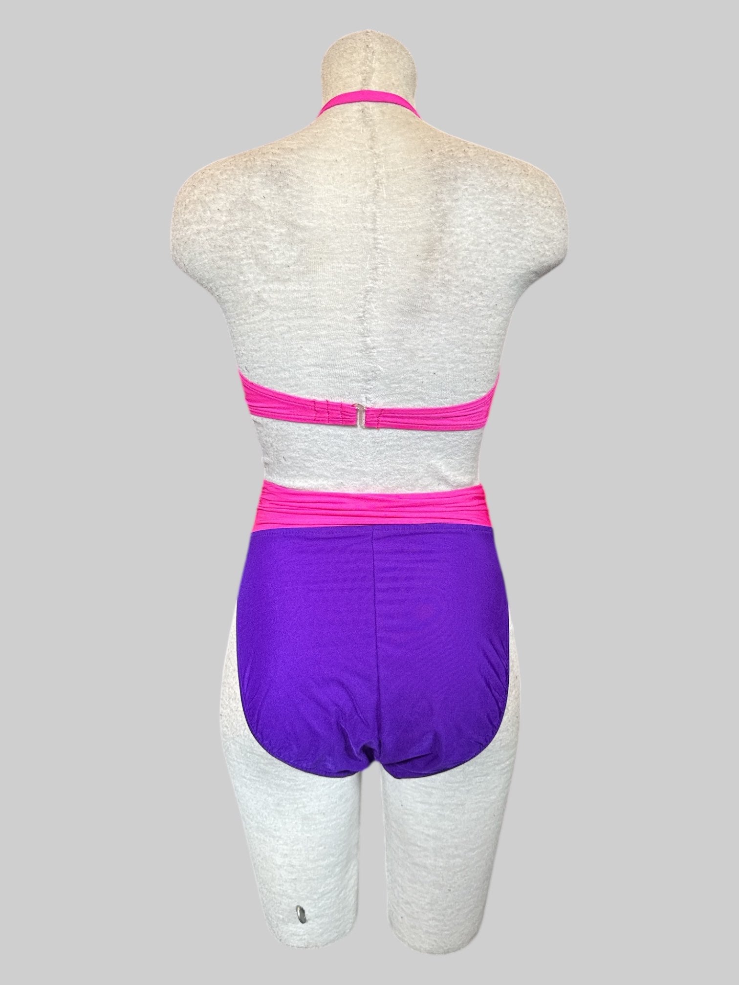 M Vintage NWT two piece purple and pink swim suit with removable halter strap