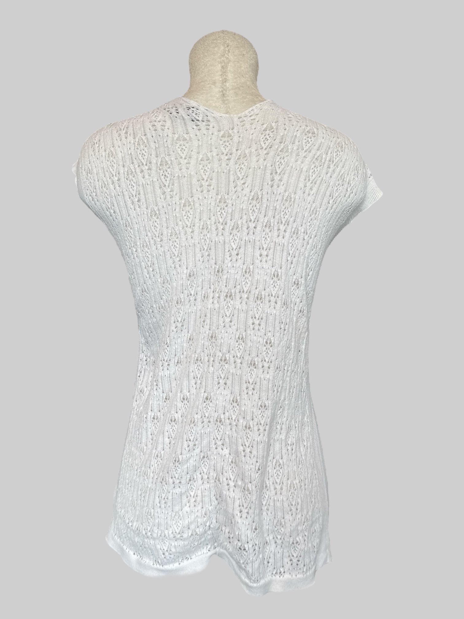 S White knit short sleeve cardigan