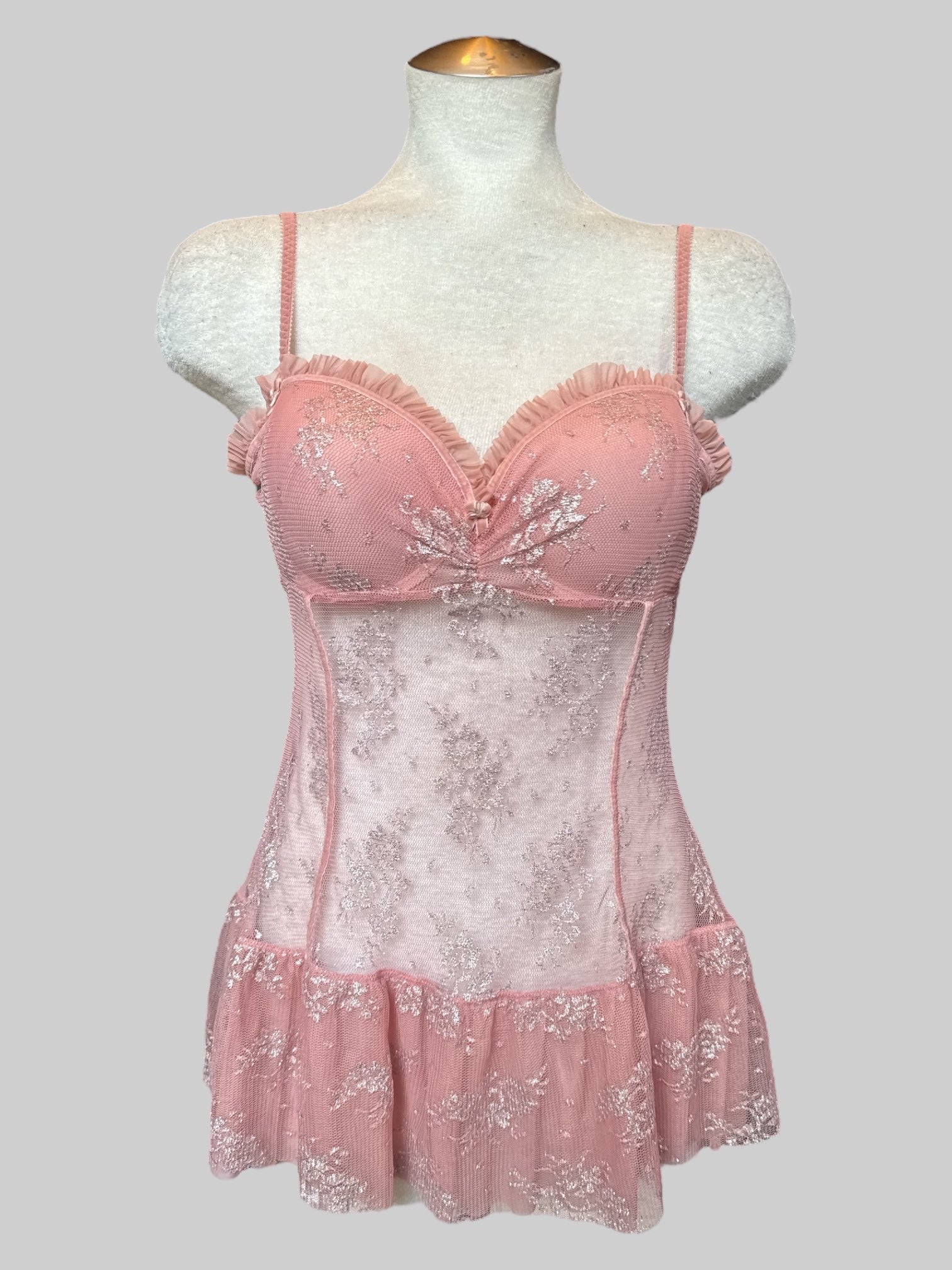 M pink and silver glitter lingerie dress