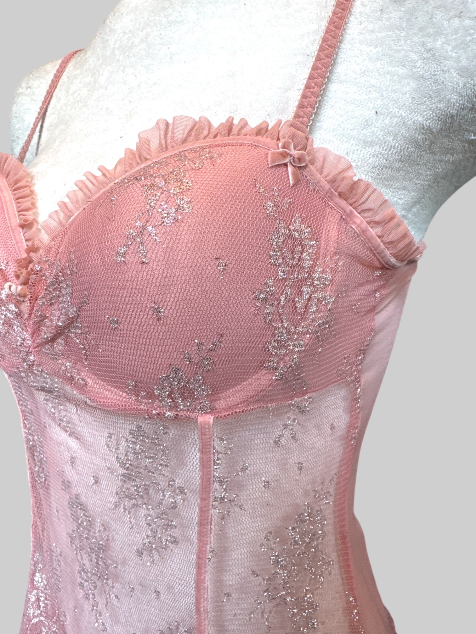 M pink and silver glitter lingerie dress
