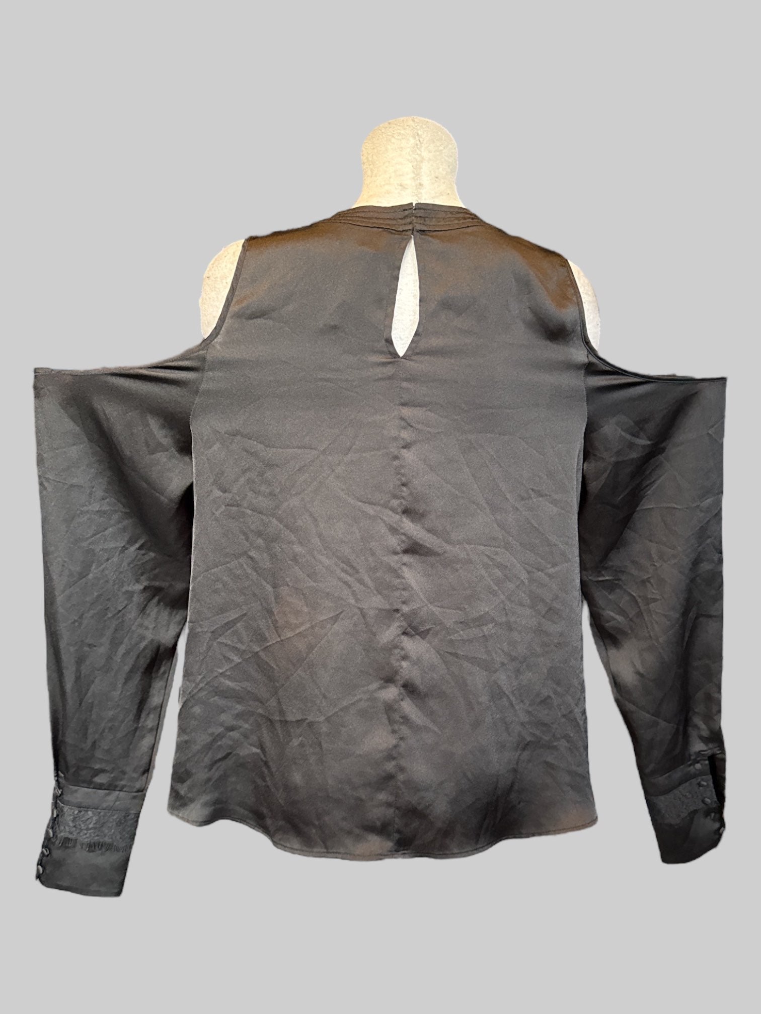 XL black top with cold shoulders and lace detailing