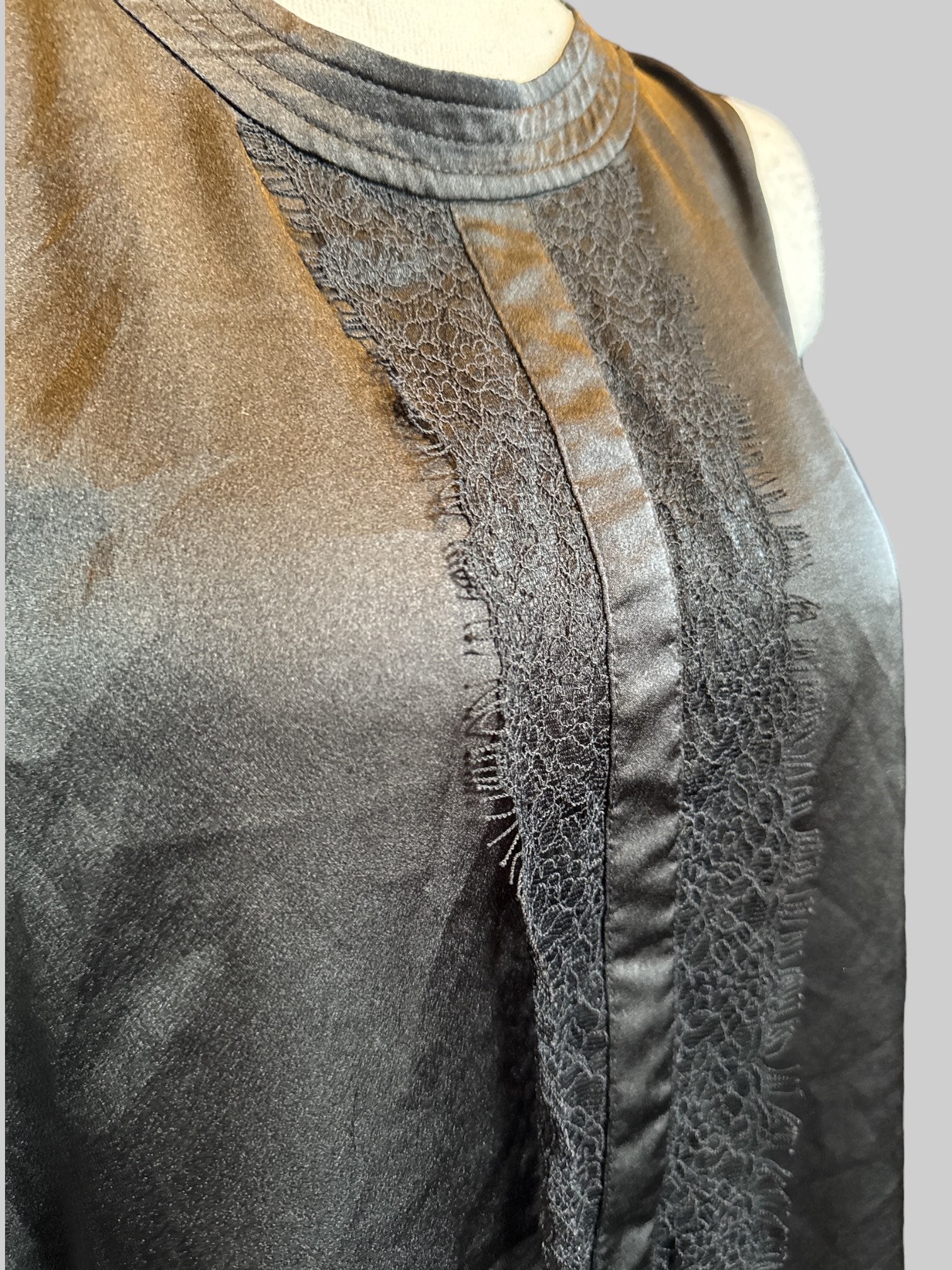 XL black top with cold shoulders and lace detailing