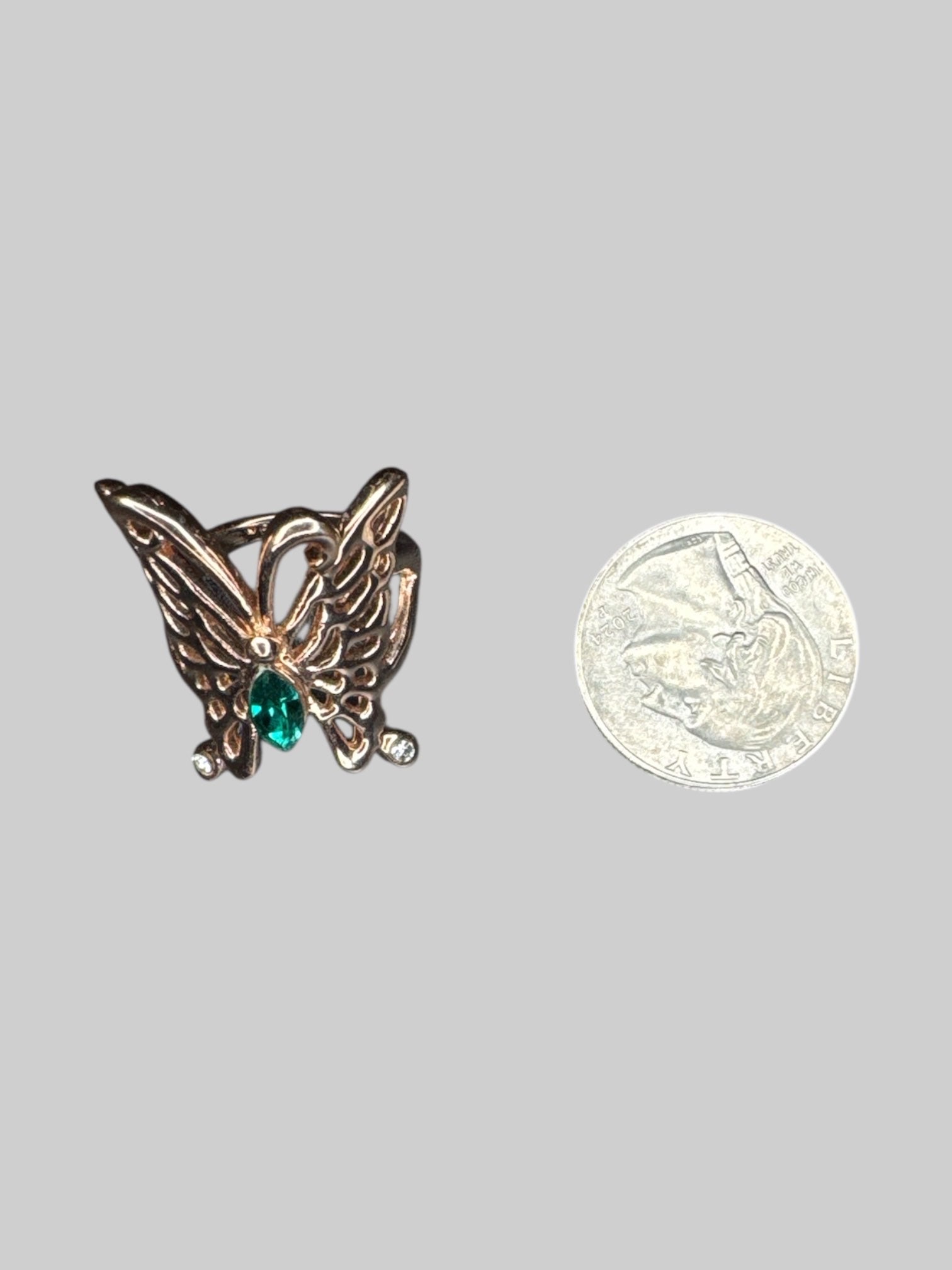 Size 7.5 gold tone butterfly ring
