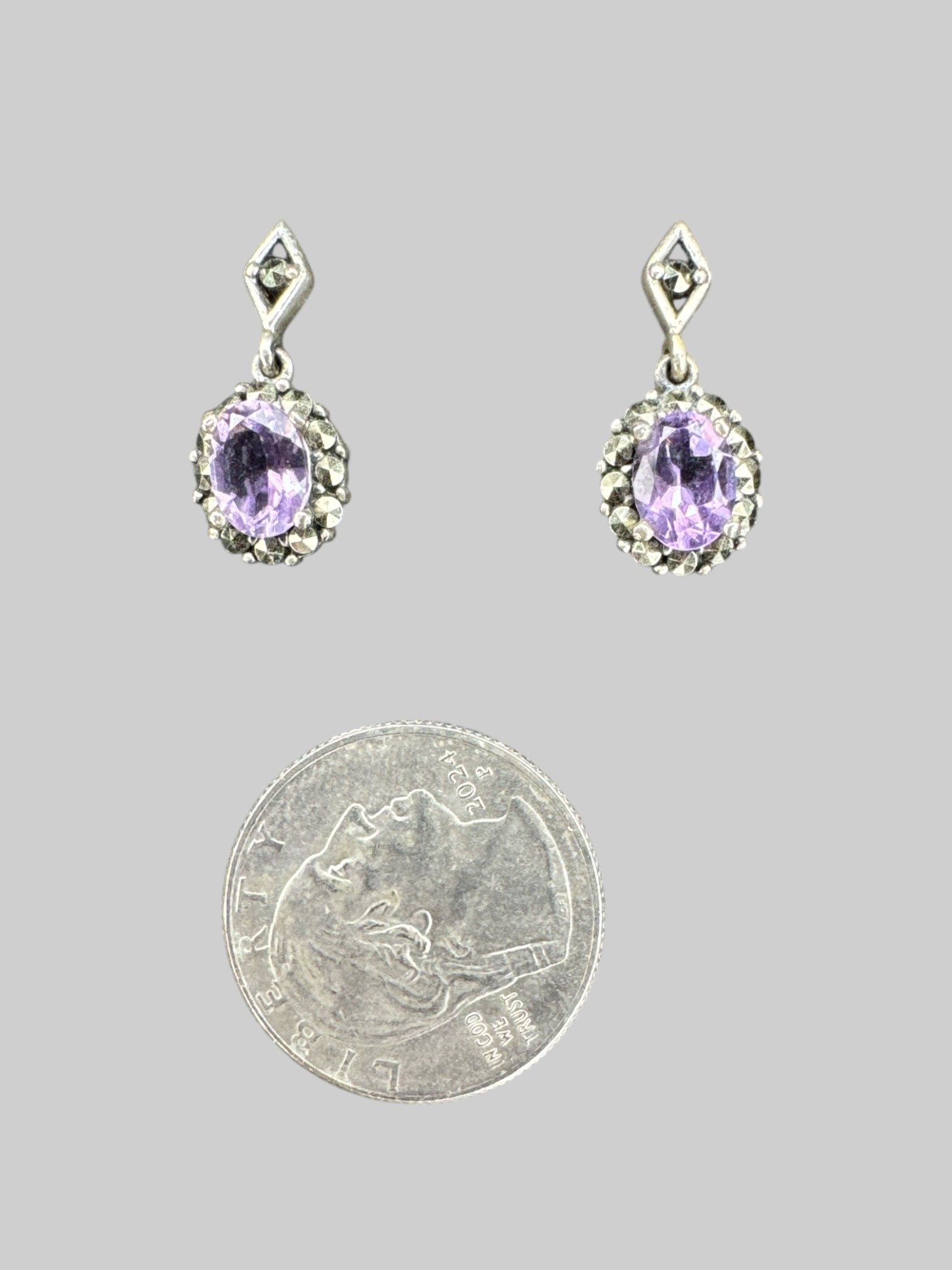 Vintage 925 Silver & Amethyst earrings