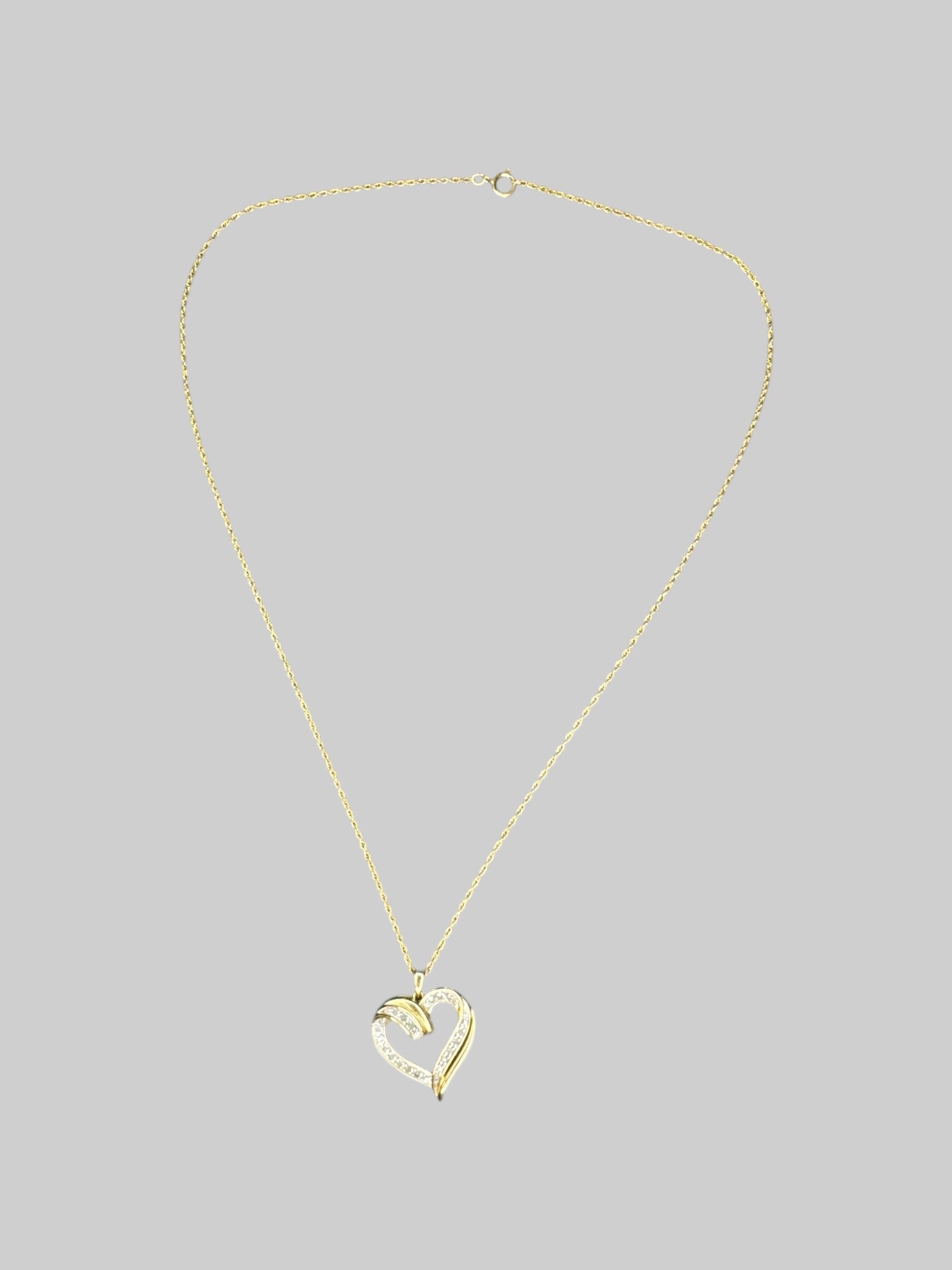 Brass and real diamond heart pendant necklace