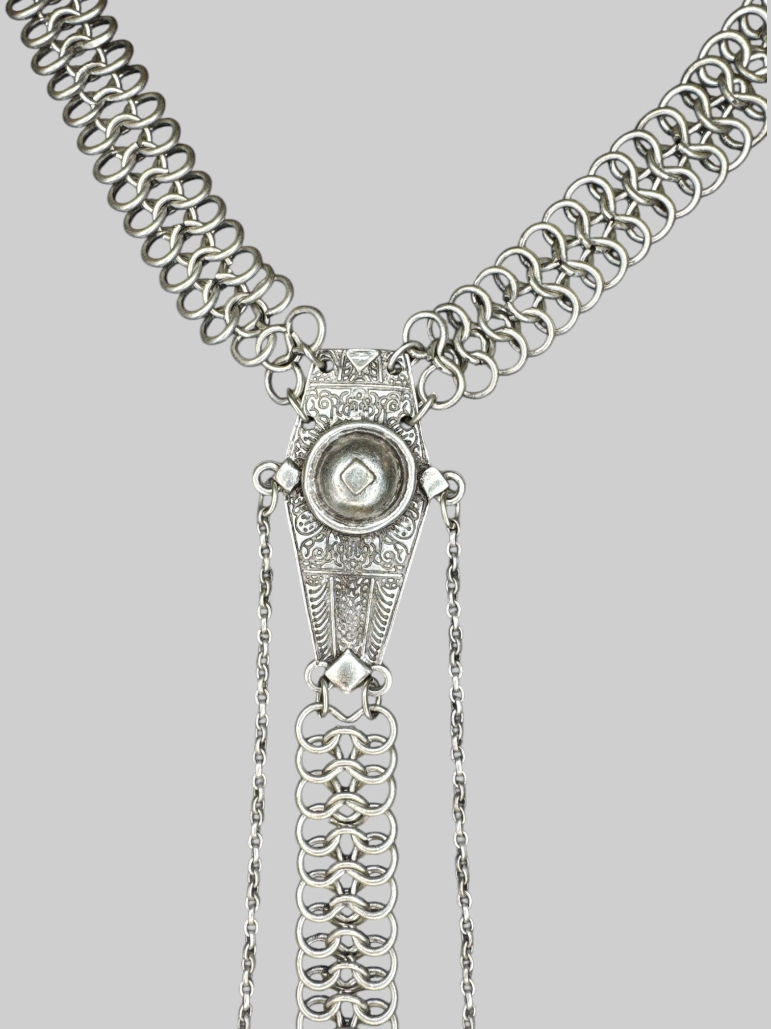 Mixed silver Etruscan style necklace
