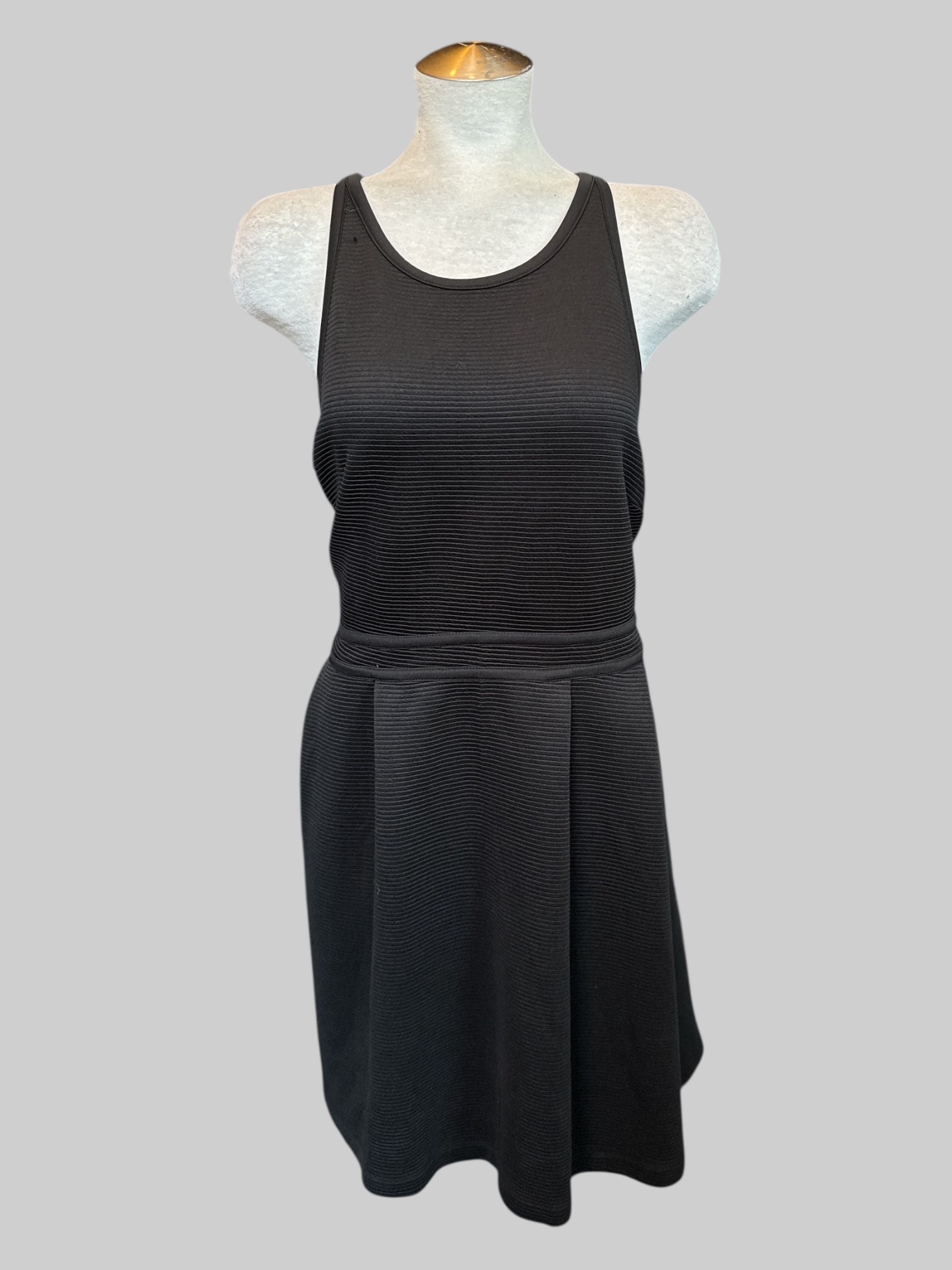 0X black ribbed fit and flare dress