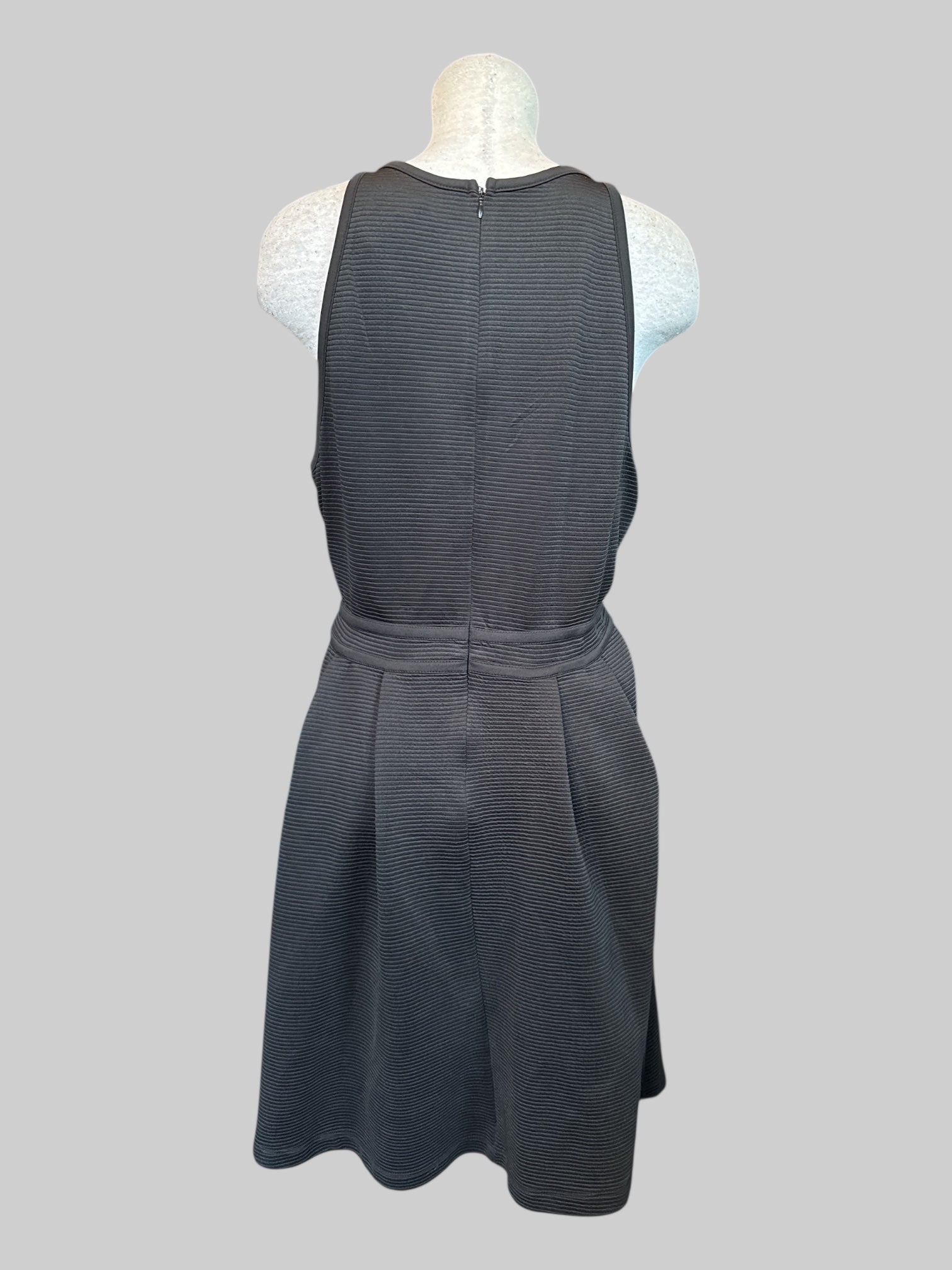 0X black ribbed fit and flare dress