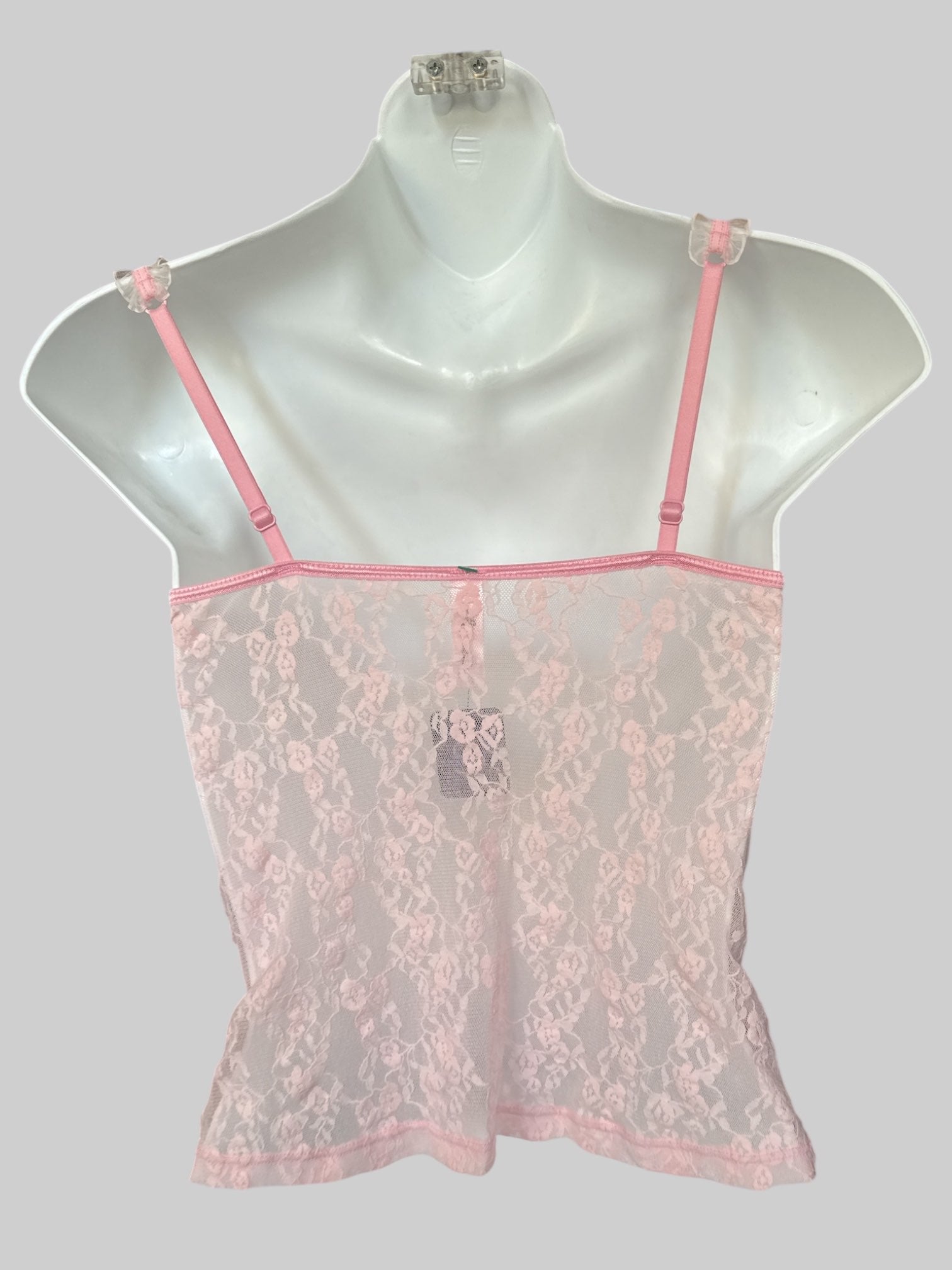 S Light pink lingerie top with floral lace