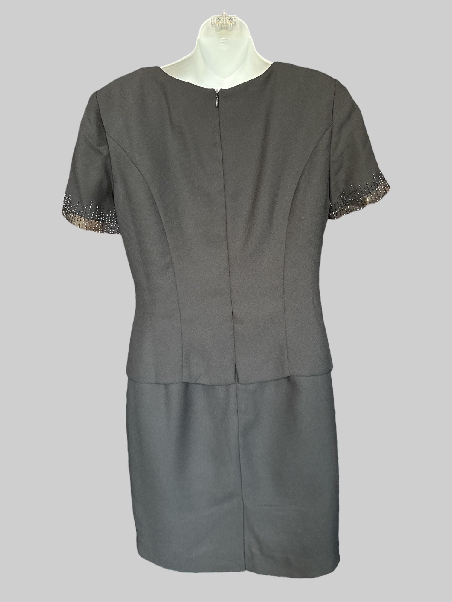 S VTG black dress with beading and slightly sheer sleeves