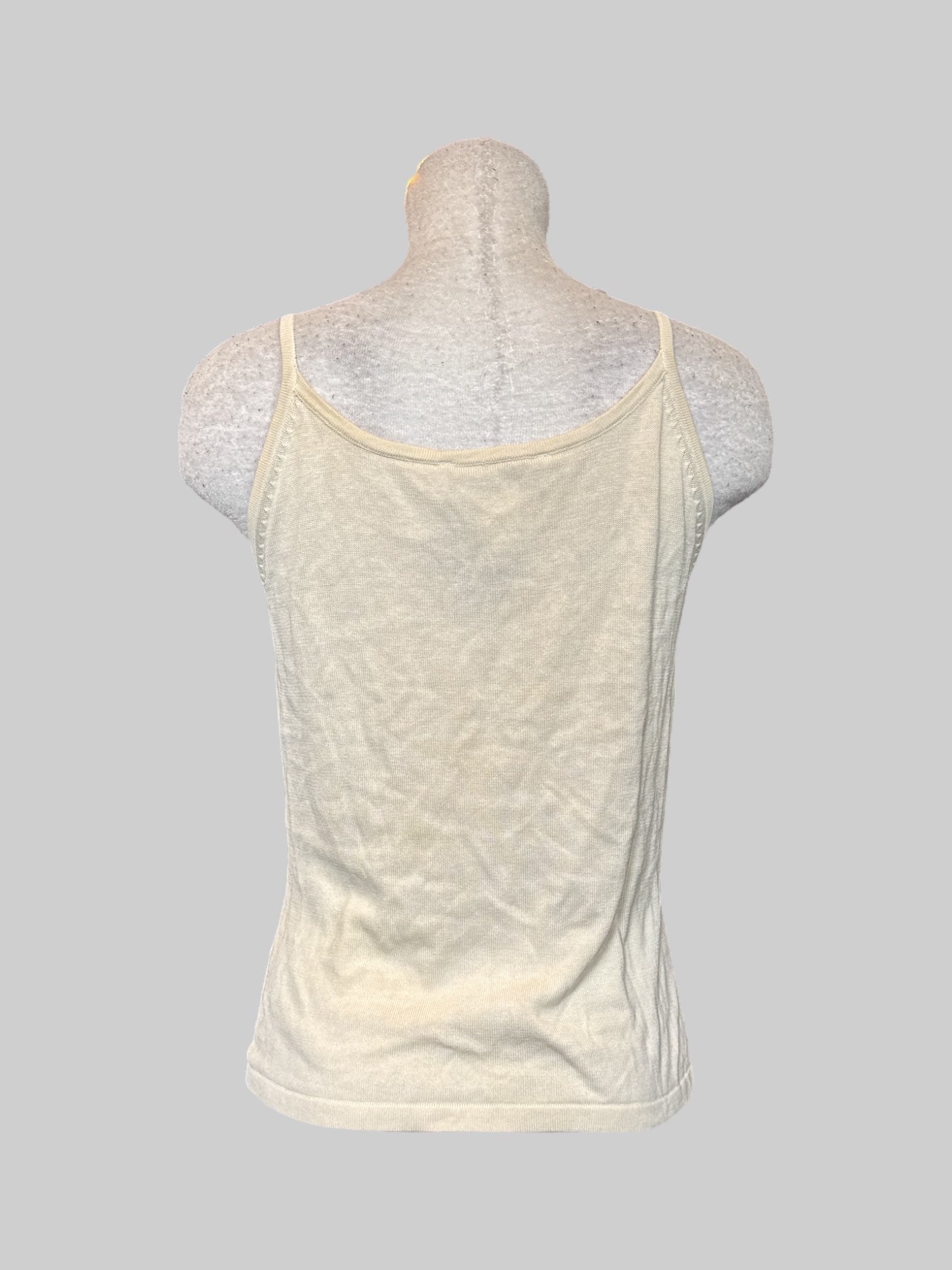 M Vintage off-white tank top with beating on neckline