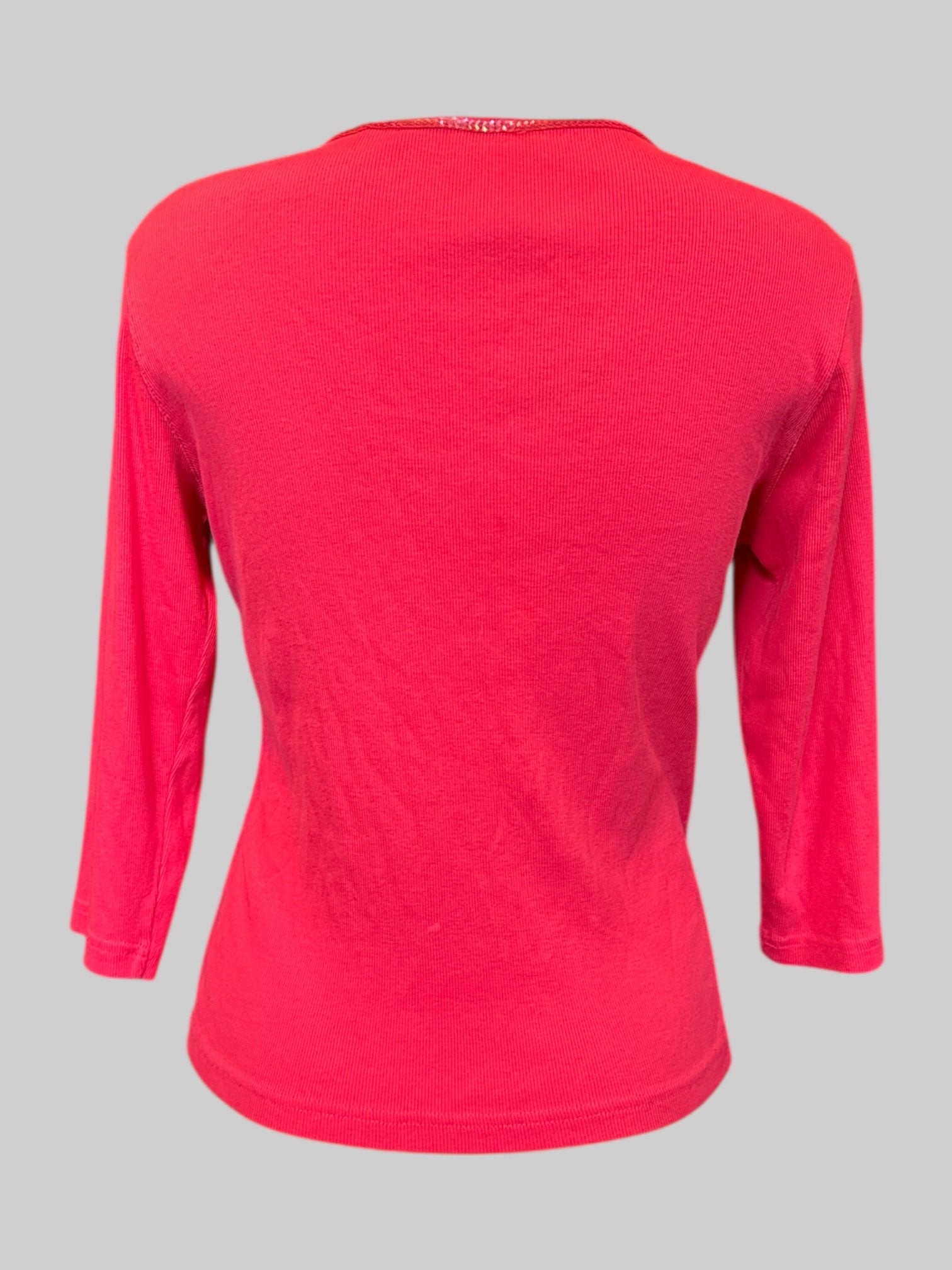 L Hot pink top with sequence on neckline