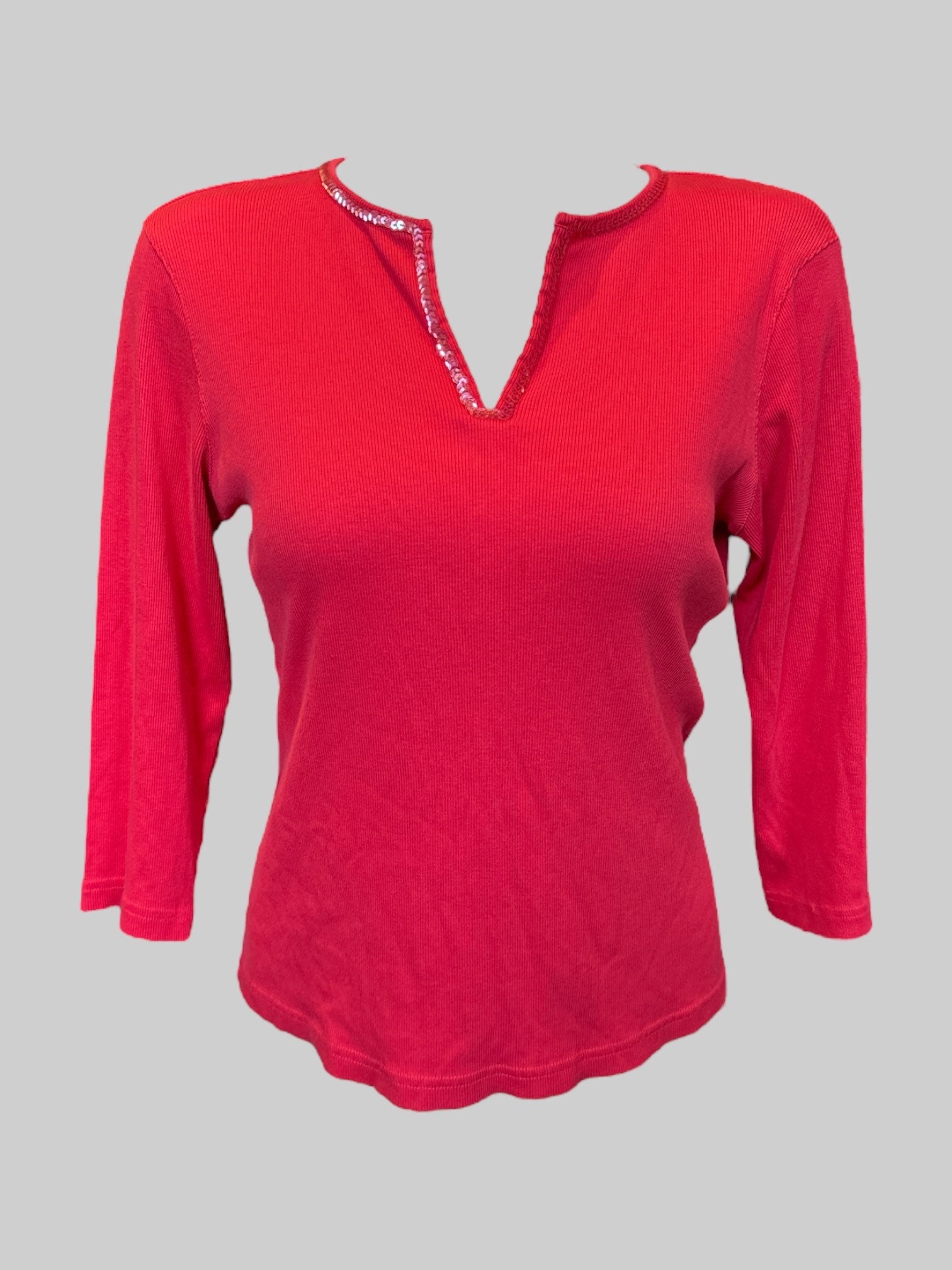 L Hot pink top with sequence on neckline