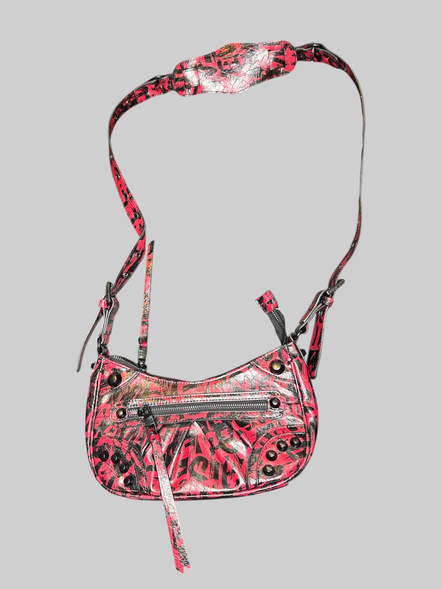 Rare Steve Madden Bglow-G black and red cross-body bag with wallet and mirror