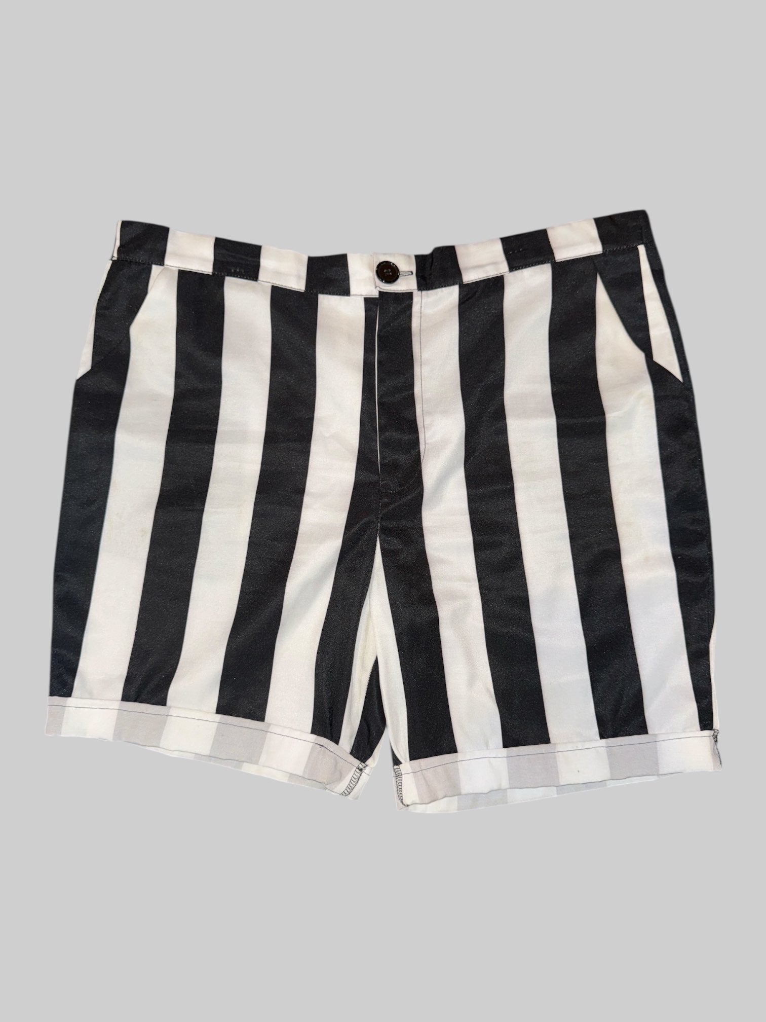 0X Beetlejuice black and white striped shorts