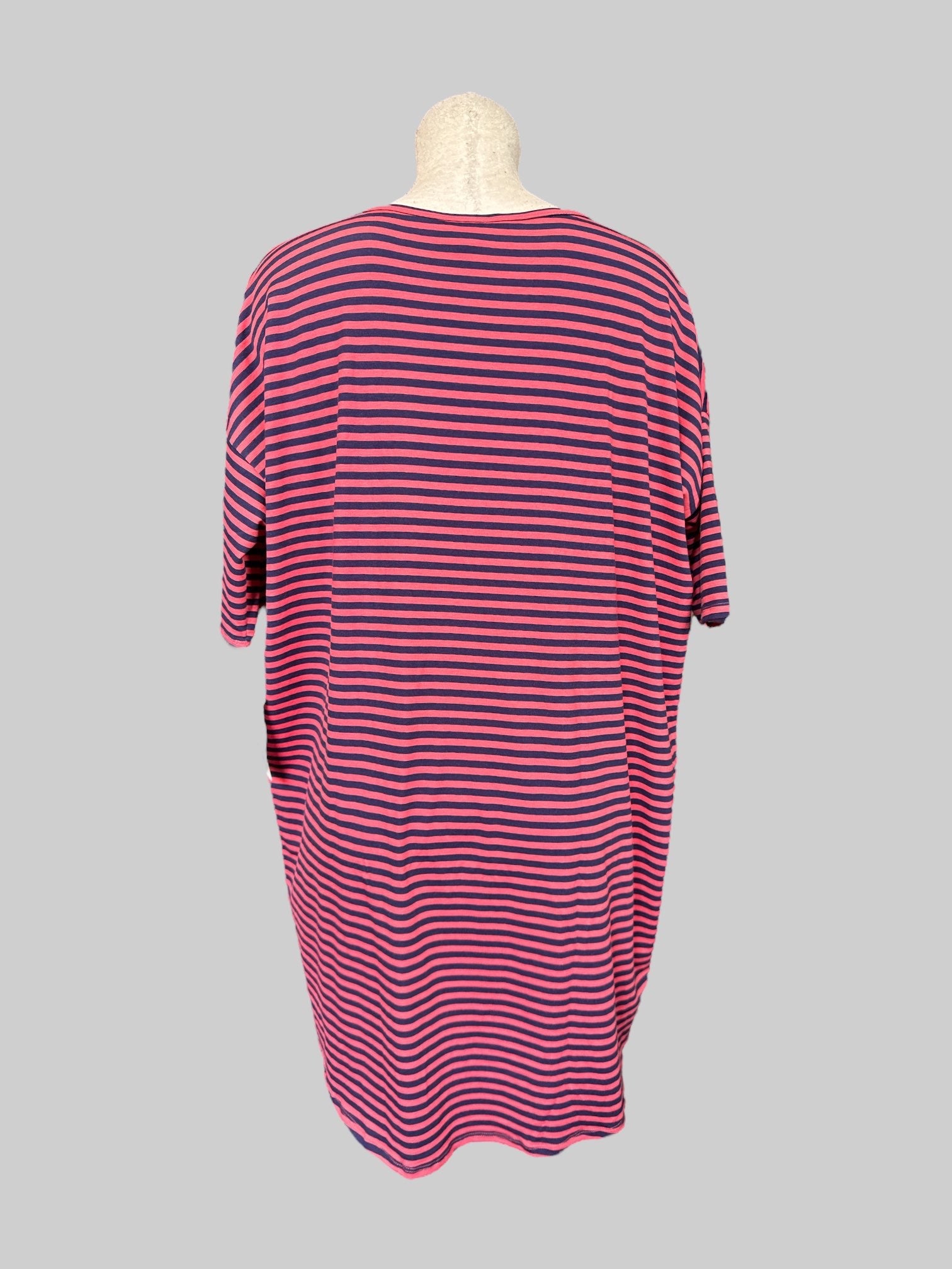 4X NWT flowy pink and blue striped tunic style top