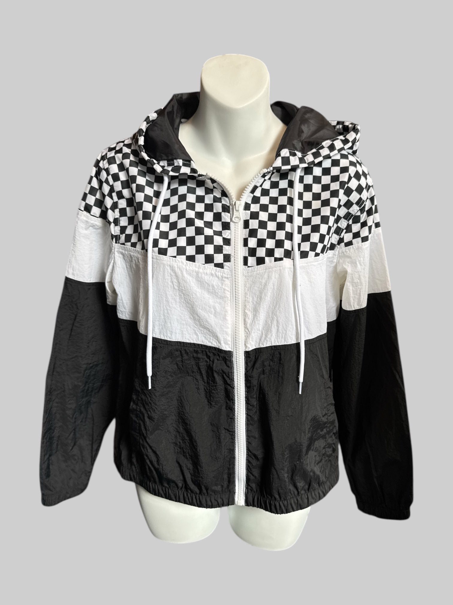 M Black and white checkered windbreaker