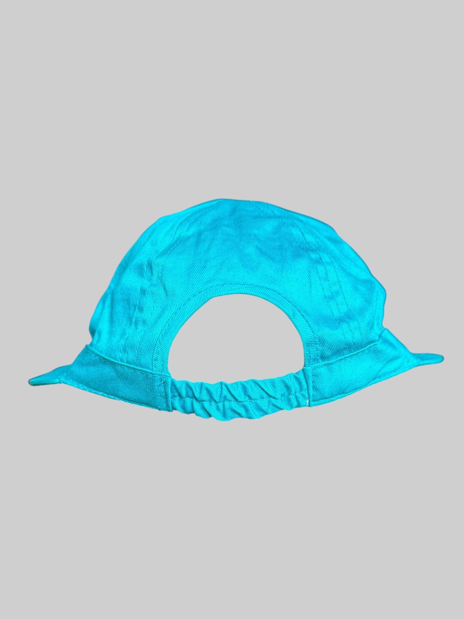 Light blue baseball cap style visor with elastic band on back
