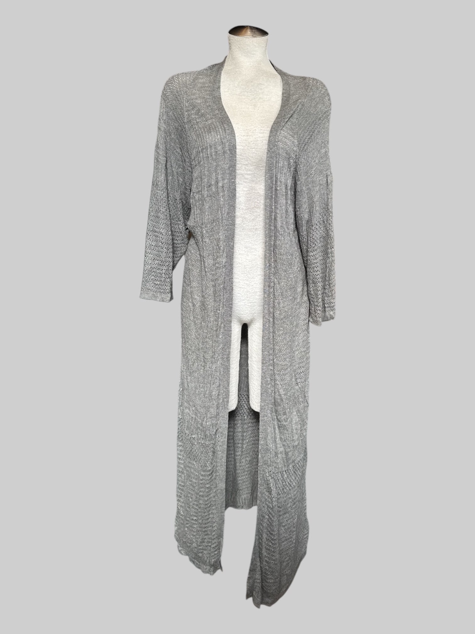 4X Gray knit light weight maxi cardigan