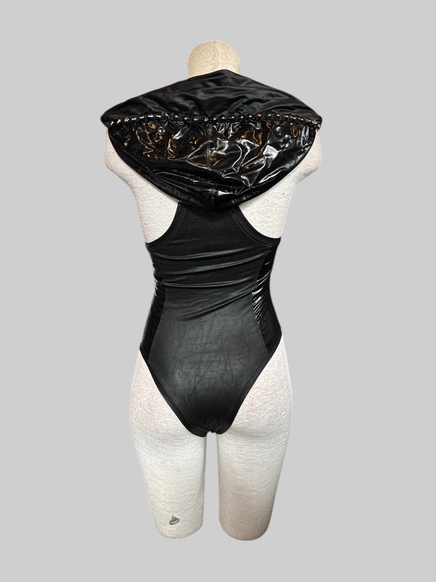 S Toxic Vision black label pentagram studded bodysuit with studded oversized hood