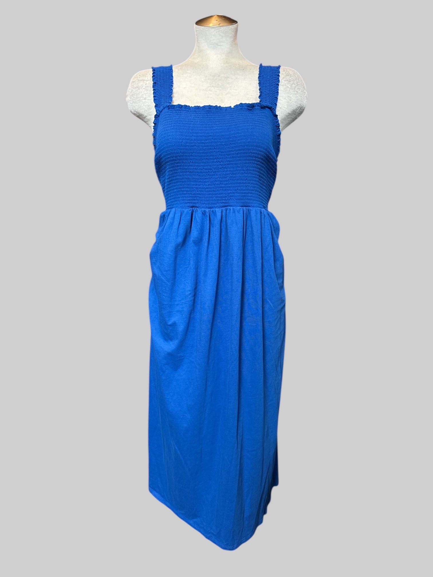 4X Royal blue flowy summer dress with shirred top
