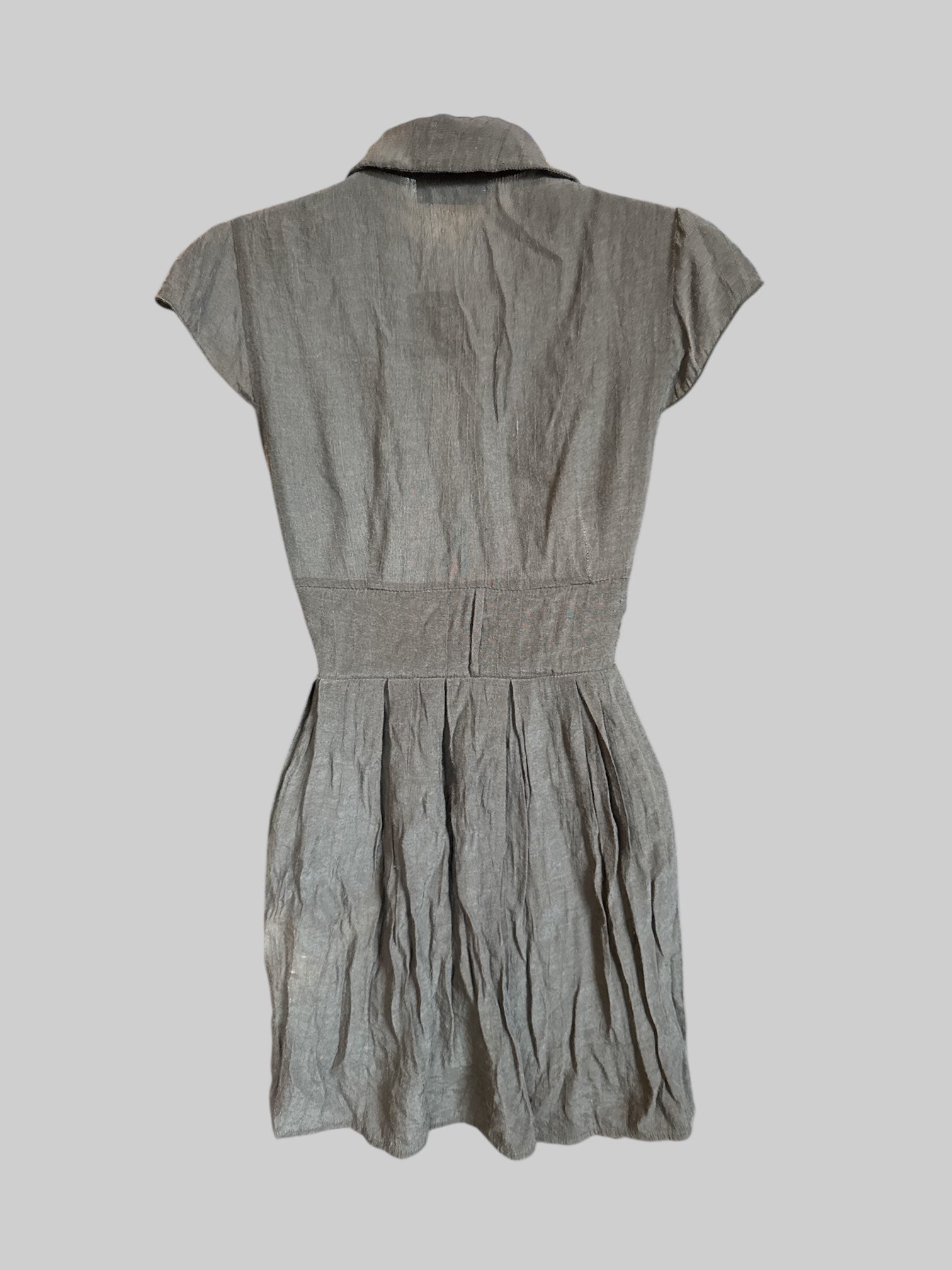 M Grey lightweight mini dress with ruffle chest and belt loops
