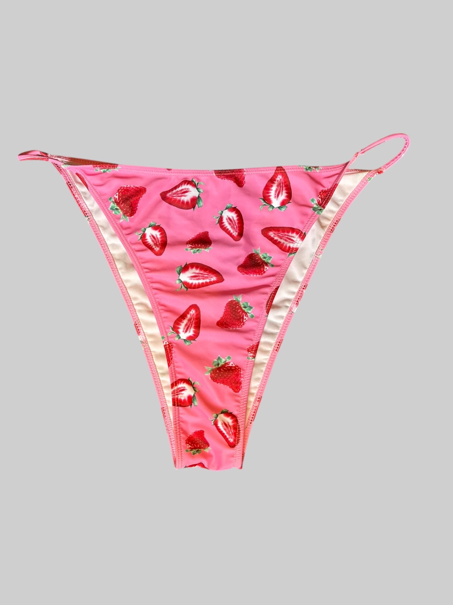 2X Pink swim suit bottoms with strawberry graphics