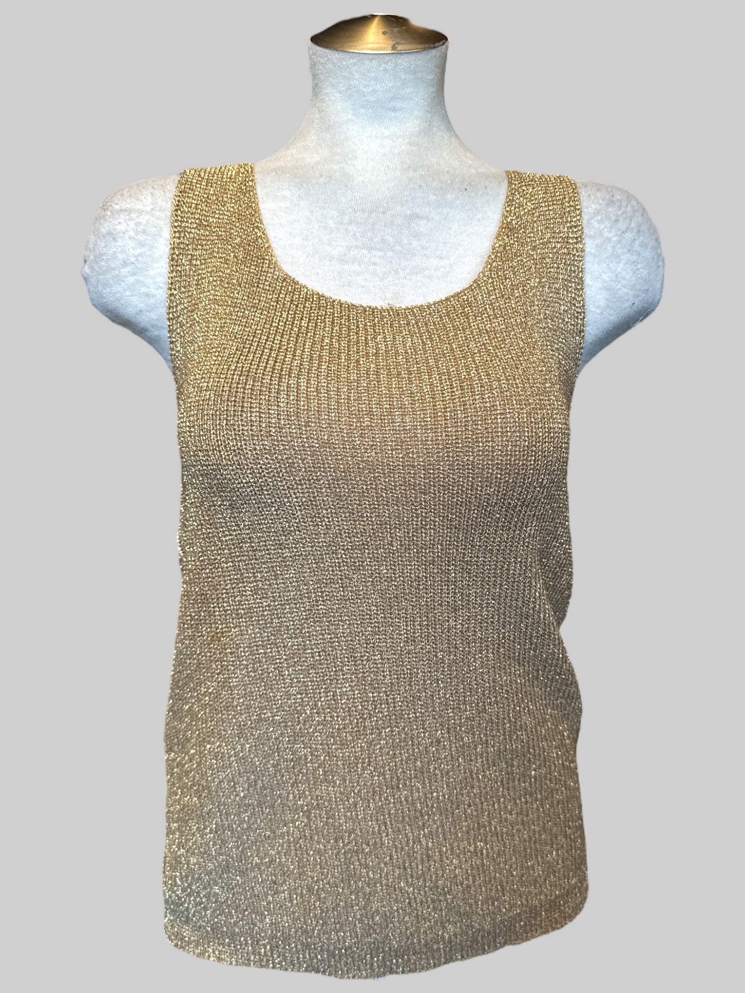 XL VTG gold tinsel knit sleeveless top