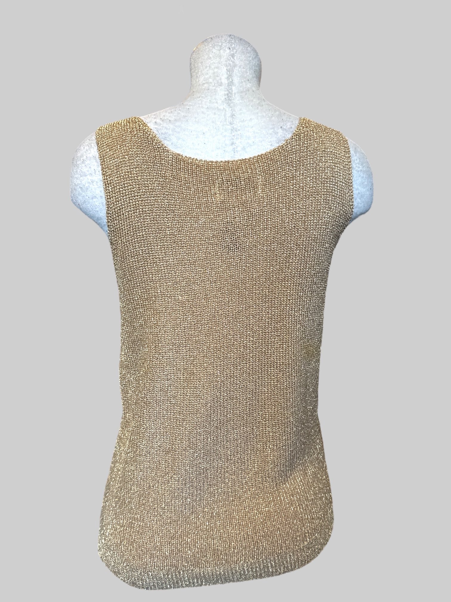 XL VTG gold tinsel knit sleeveless top