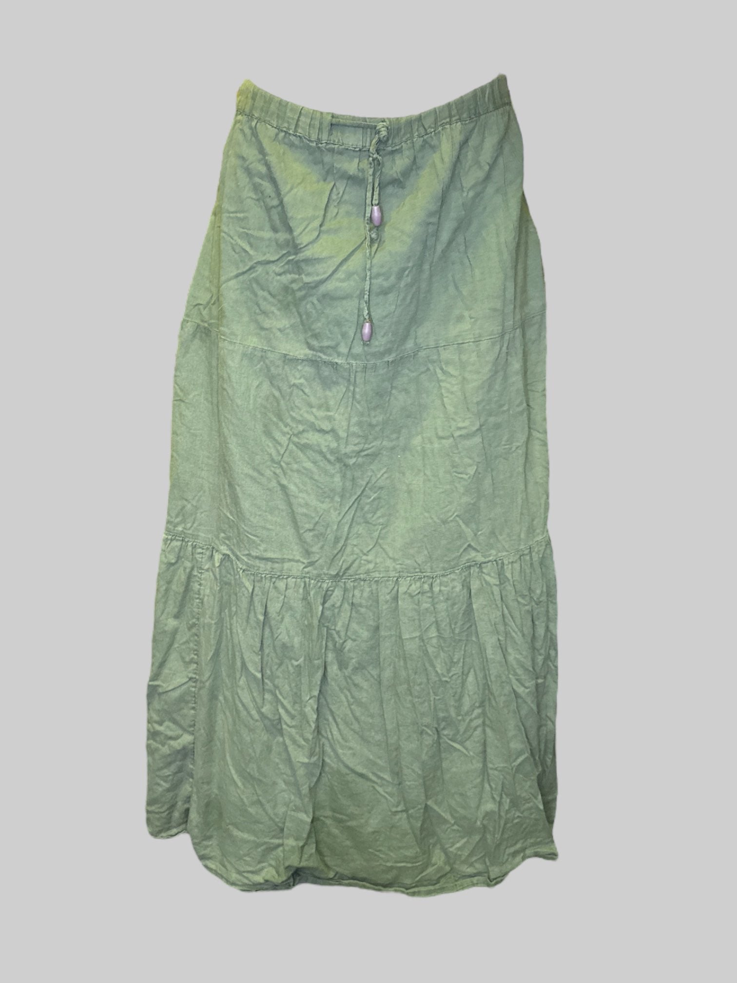 2X Sage green tiered skirt with drawstring