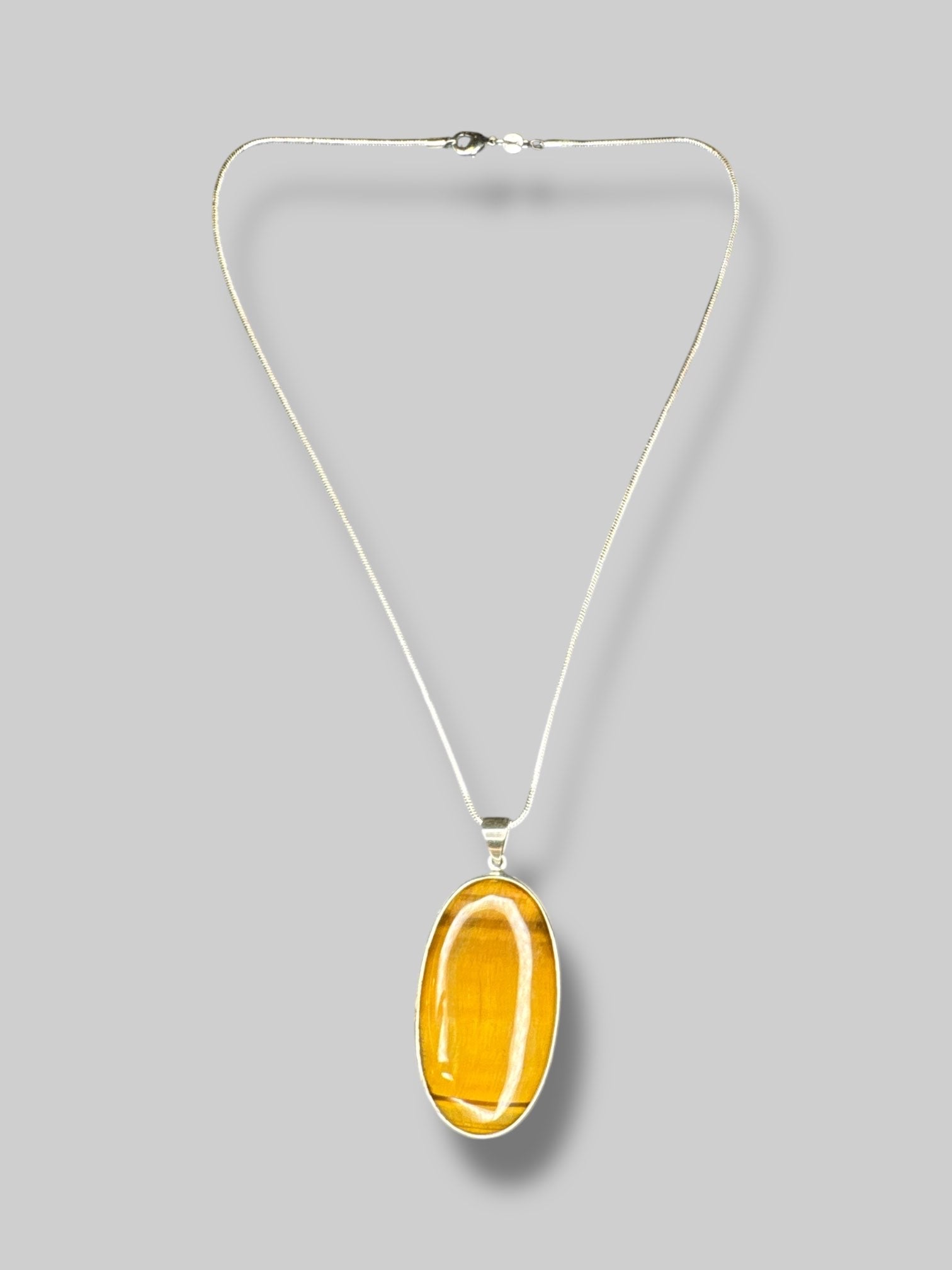 925 sterling silver necklace with oversized tigers eye
