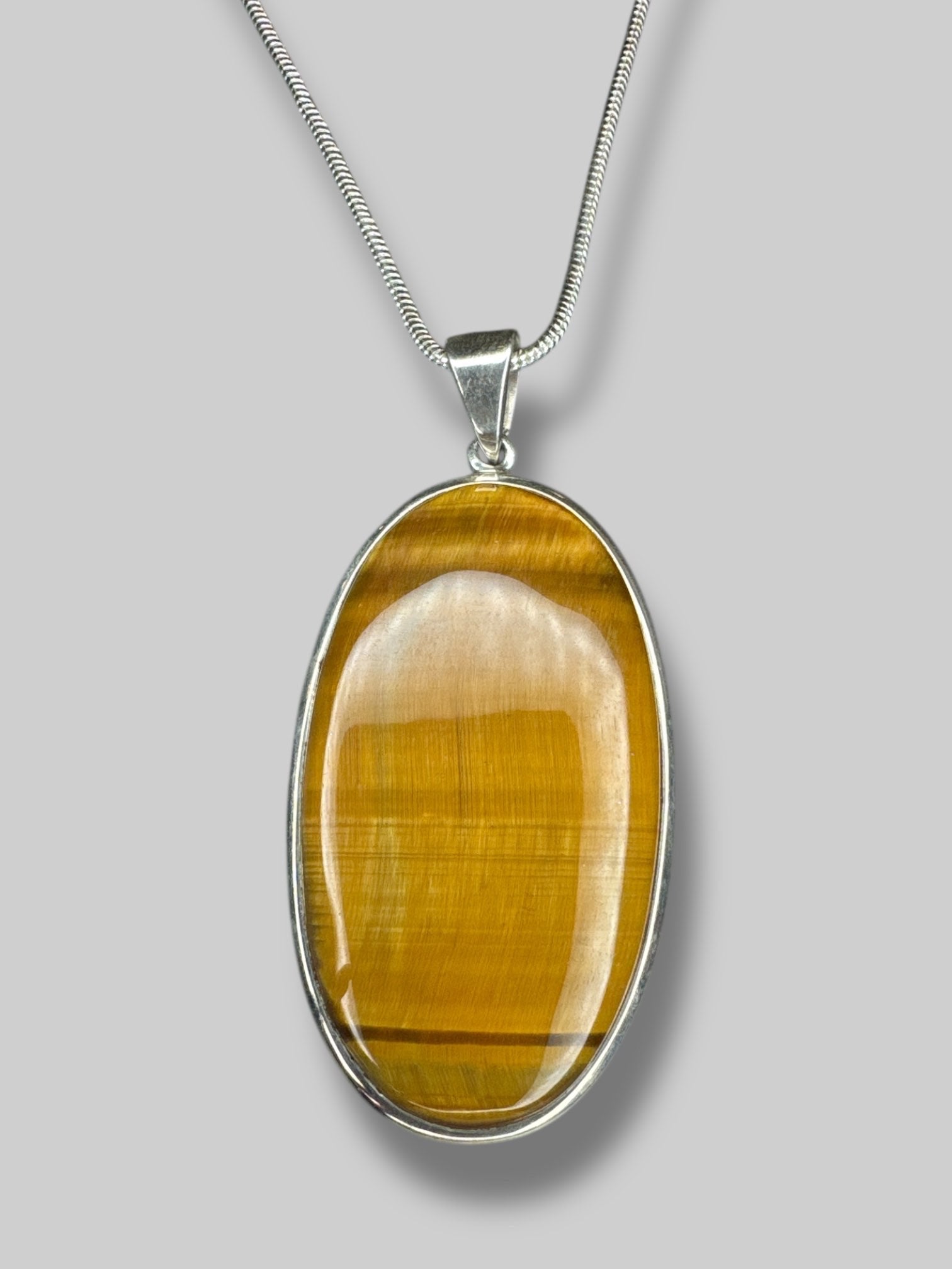 925 sterling silver necklace with oversized tigers eye