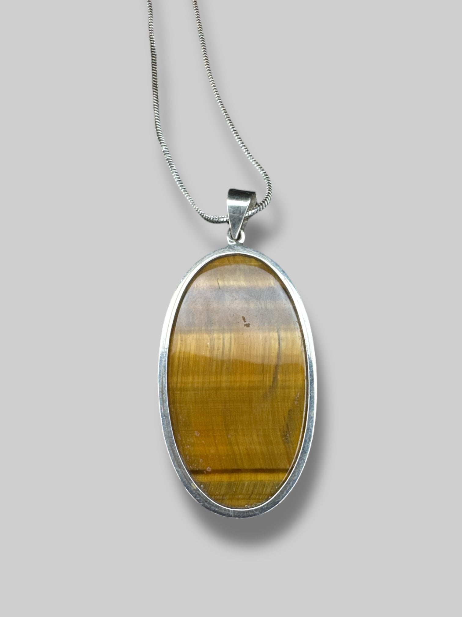 925 sterling silver necklace with oversized tigers eye