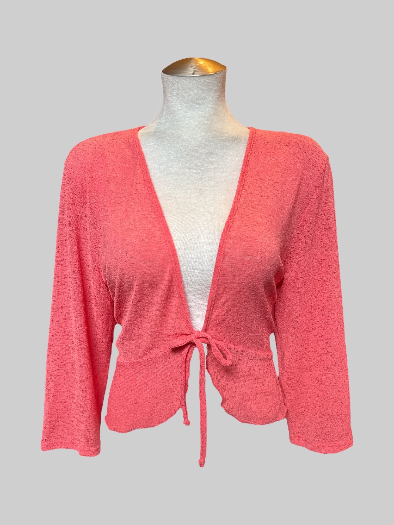 L Pink tie top with 3/4 sleeves