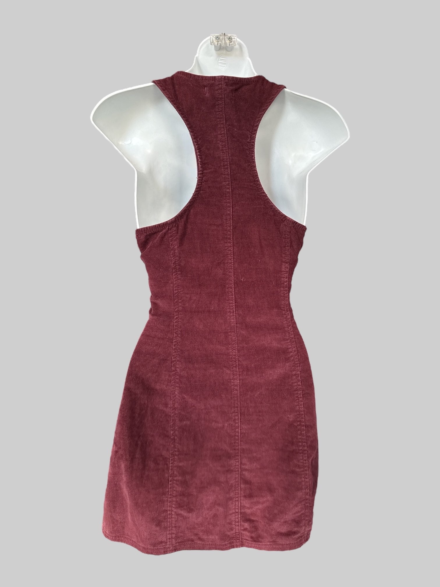 S Burgundy corduroy dress with gold colored buttons