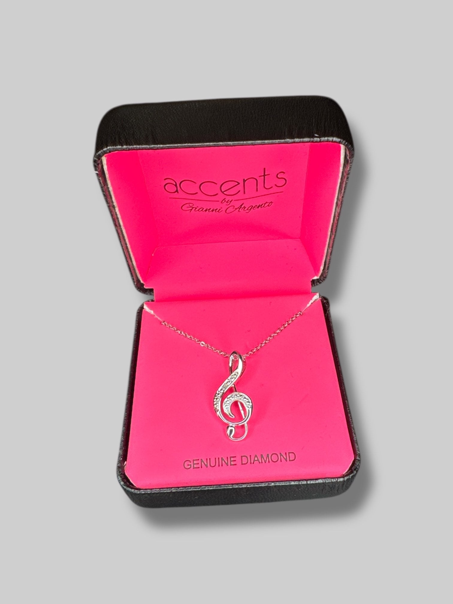 NWT Accents by Gianni Argento diamond accented treble clef pendant necklace
