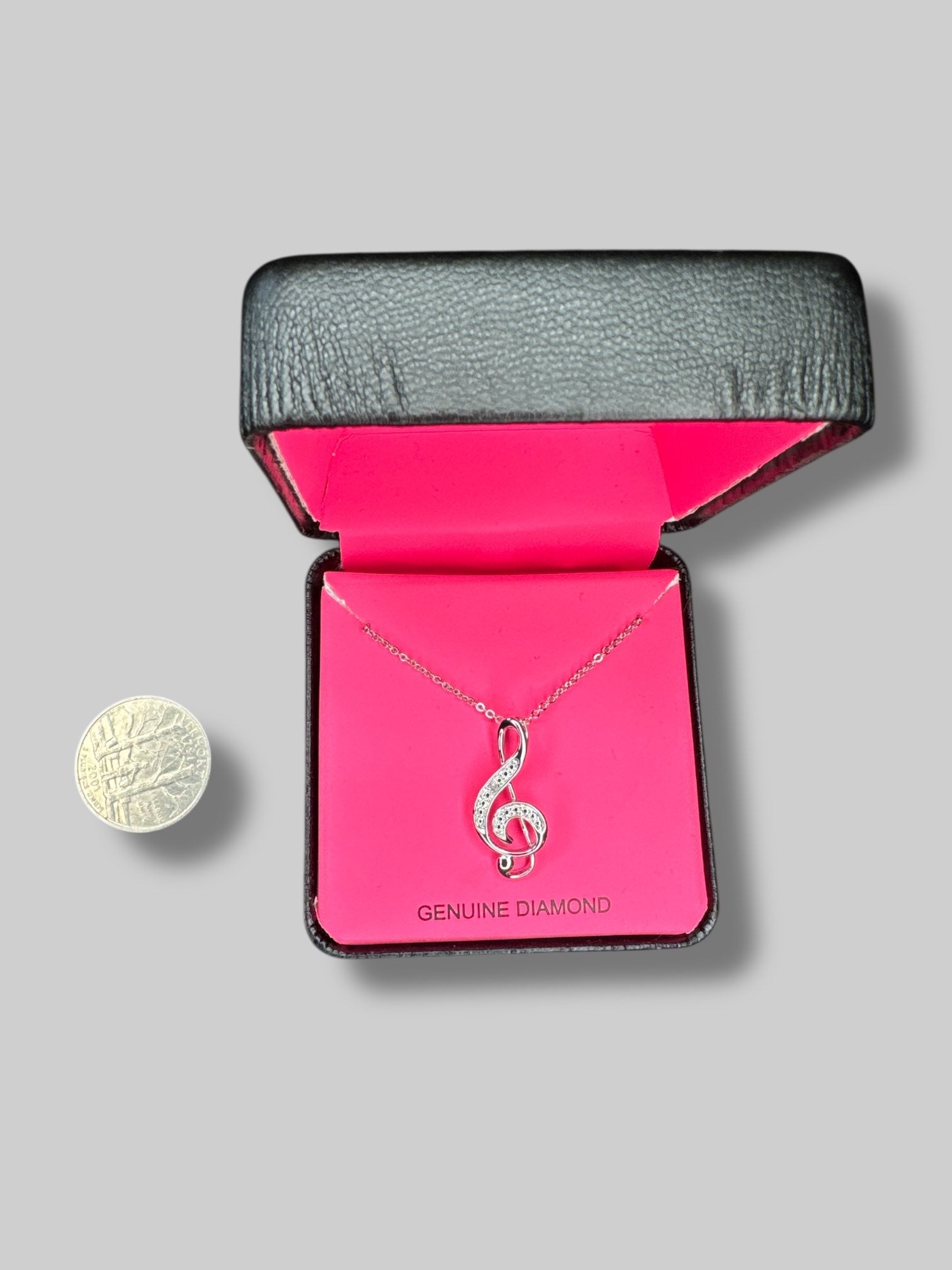 NWT Accents by Gianni Argento diamond accented treble clef pendant necklace