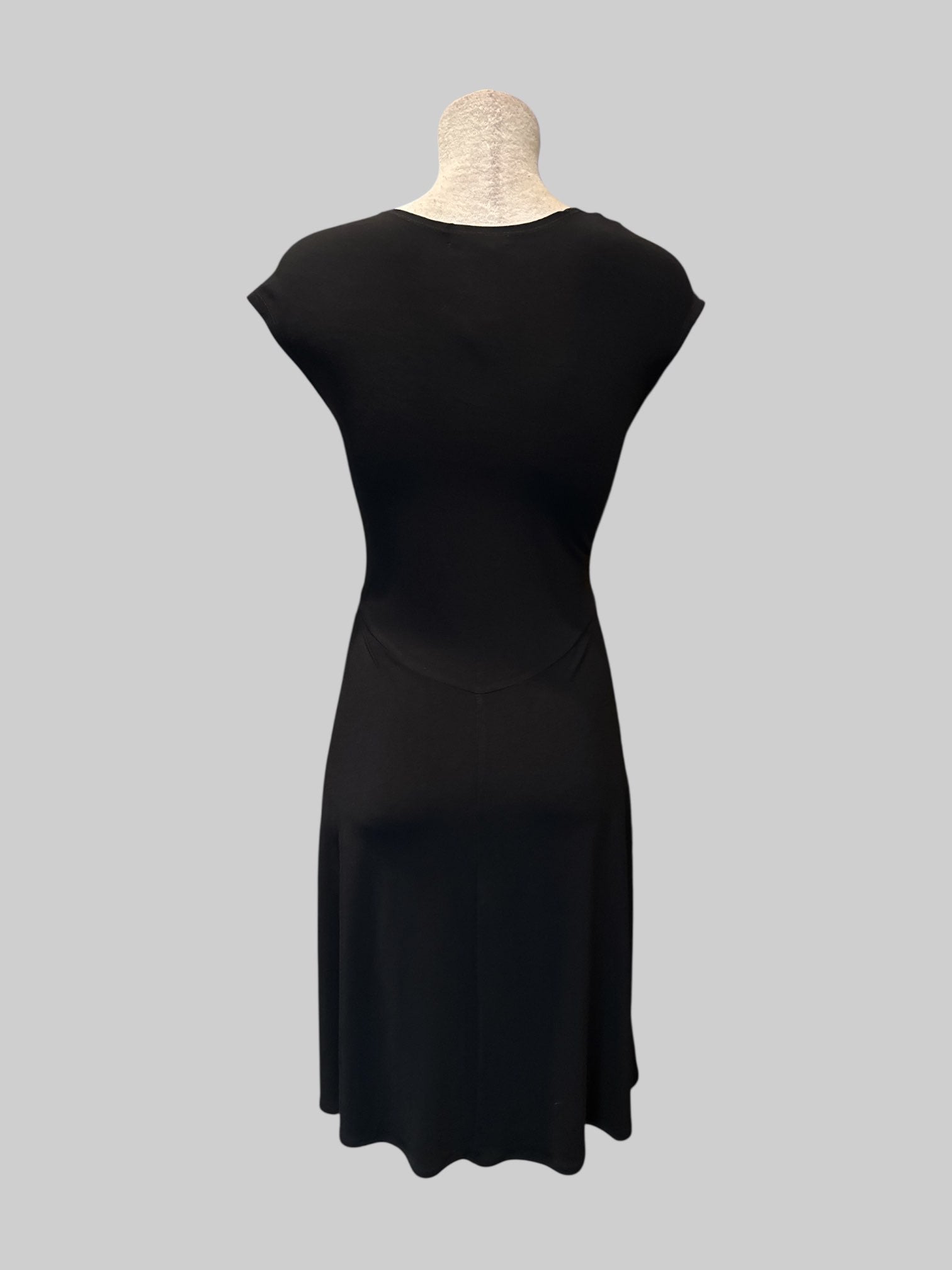 XL Black sleeveless faux wrap dress with decorative bedazzled buckle