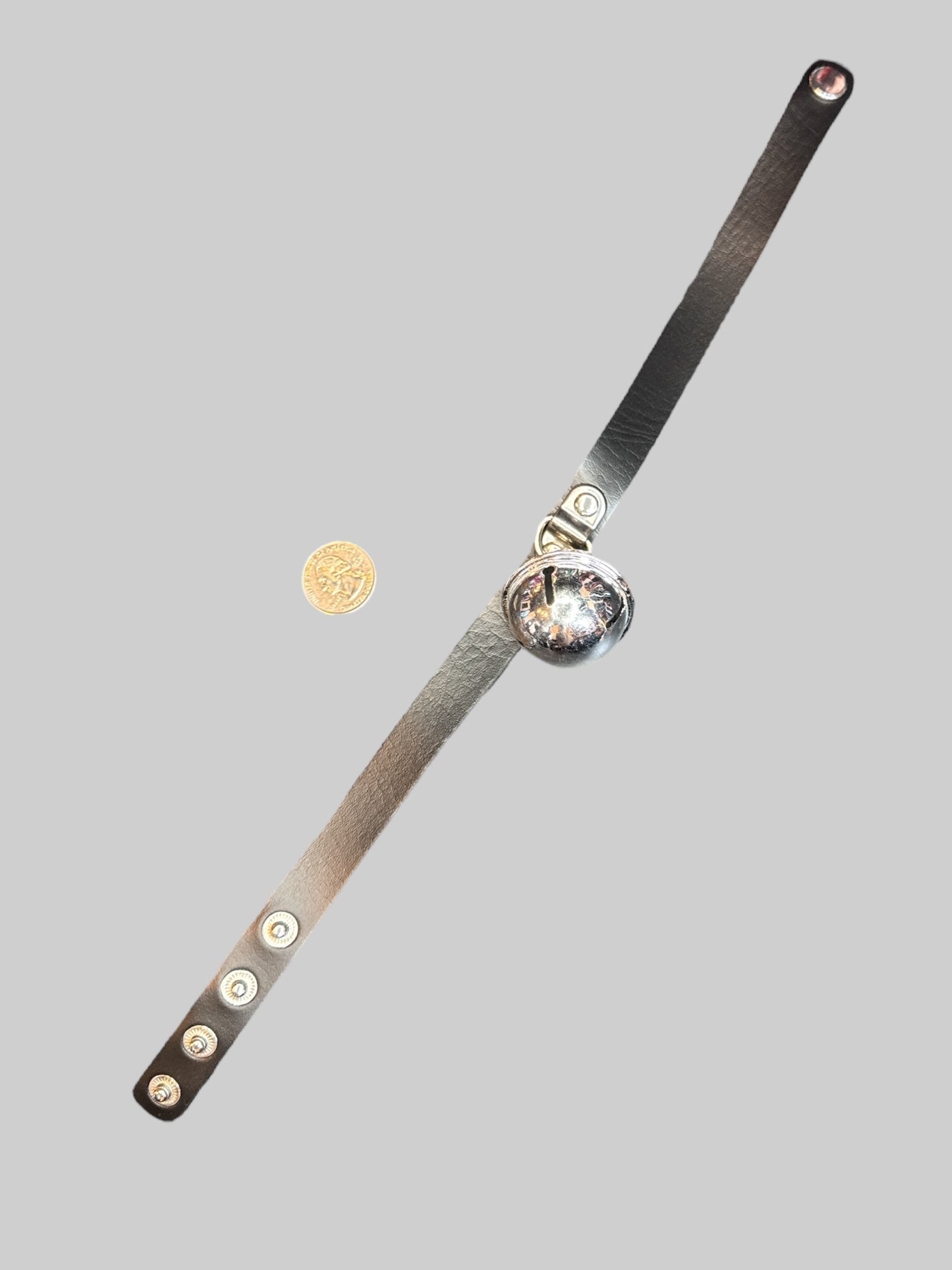 Black leather choker with bell