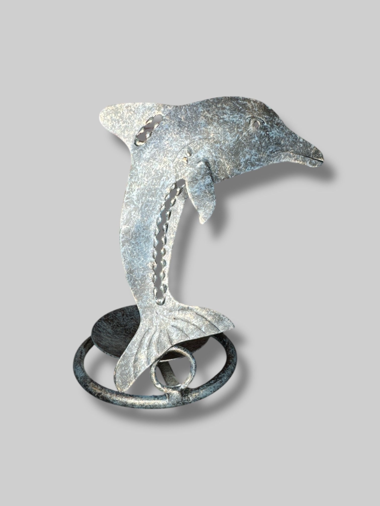 Vintage metal dolphin candle holder