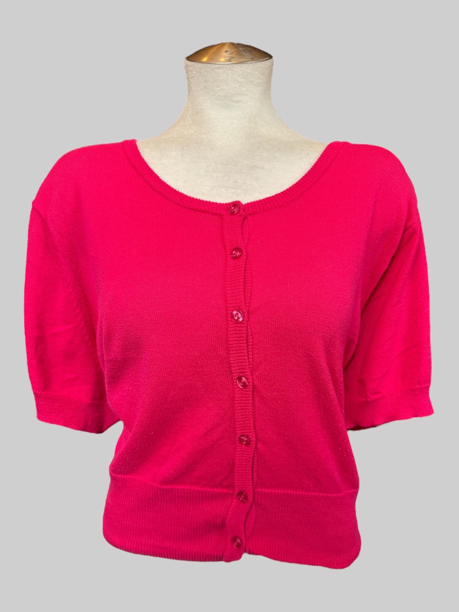 5X pink short sleeve button up cardigan