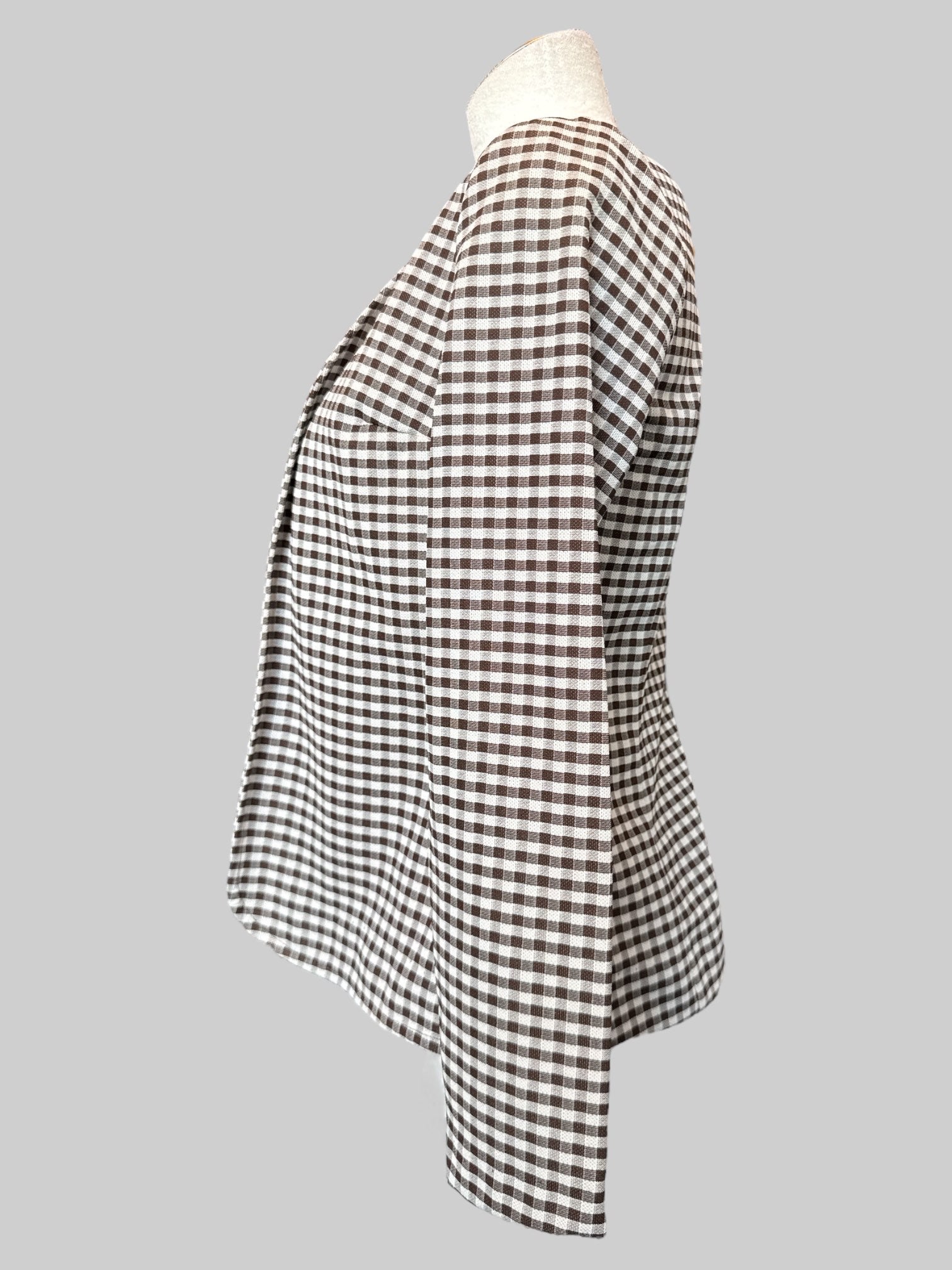 S Vintage brown and white gingham blazer