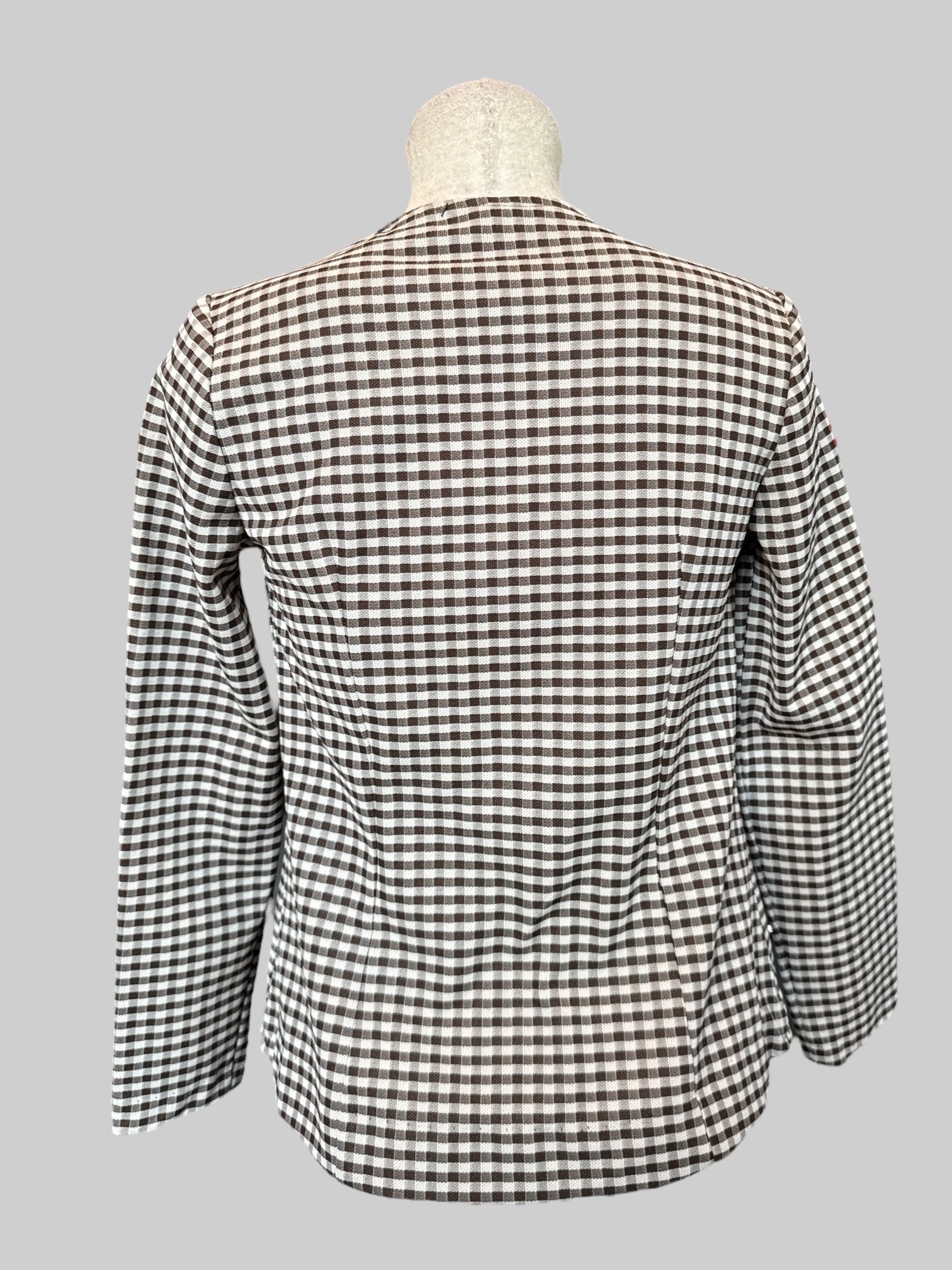 S Vintage brown and white gingham blazer