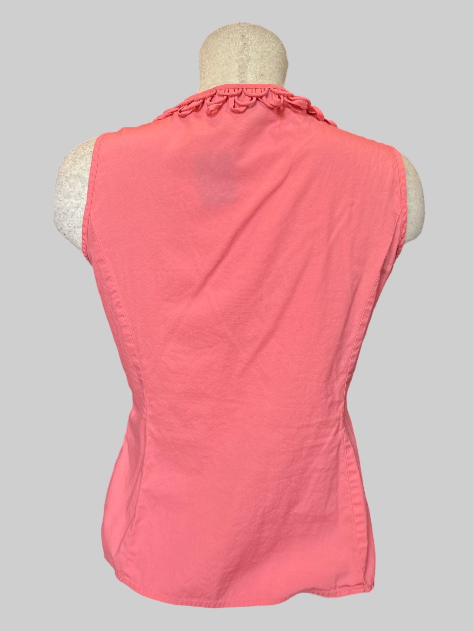 M Pink sleeveless button up top with layered loop embellishments