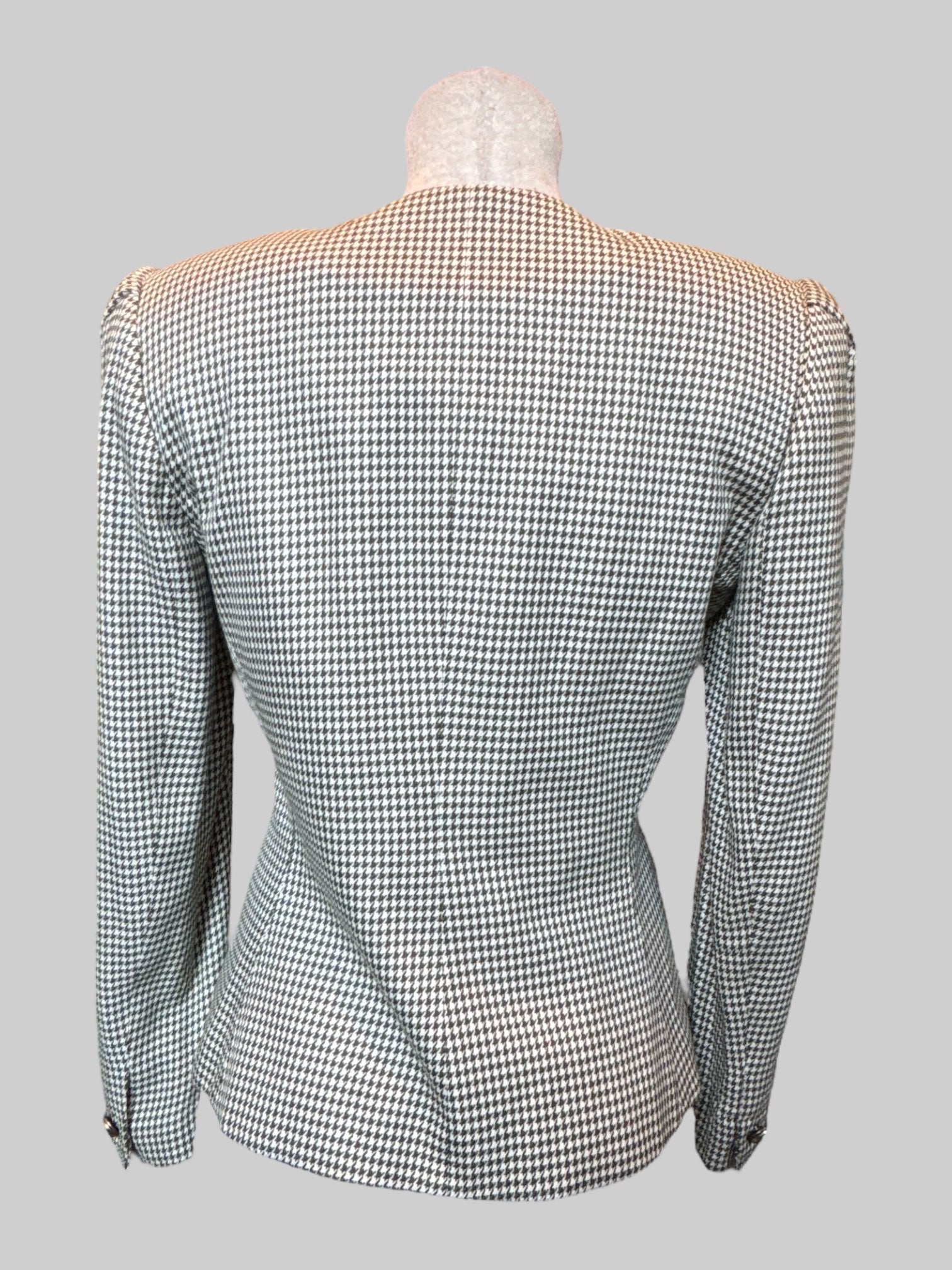 M Vintage green and white houndstooth blazer with shoulder pads