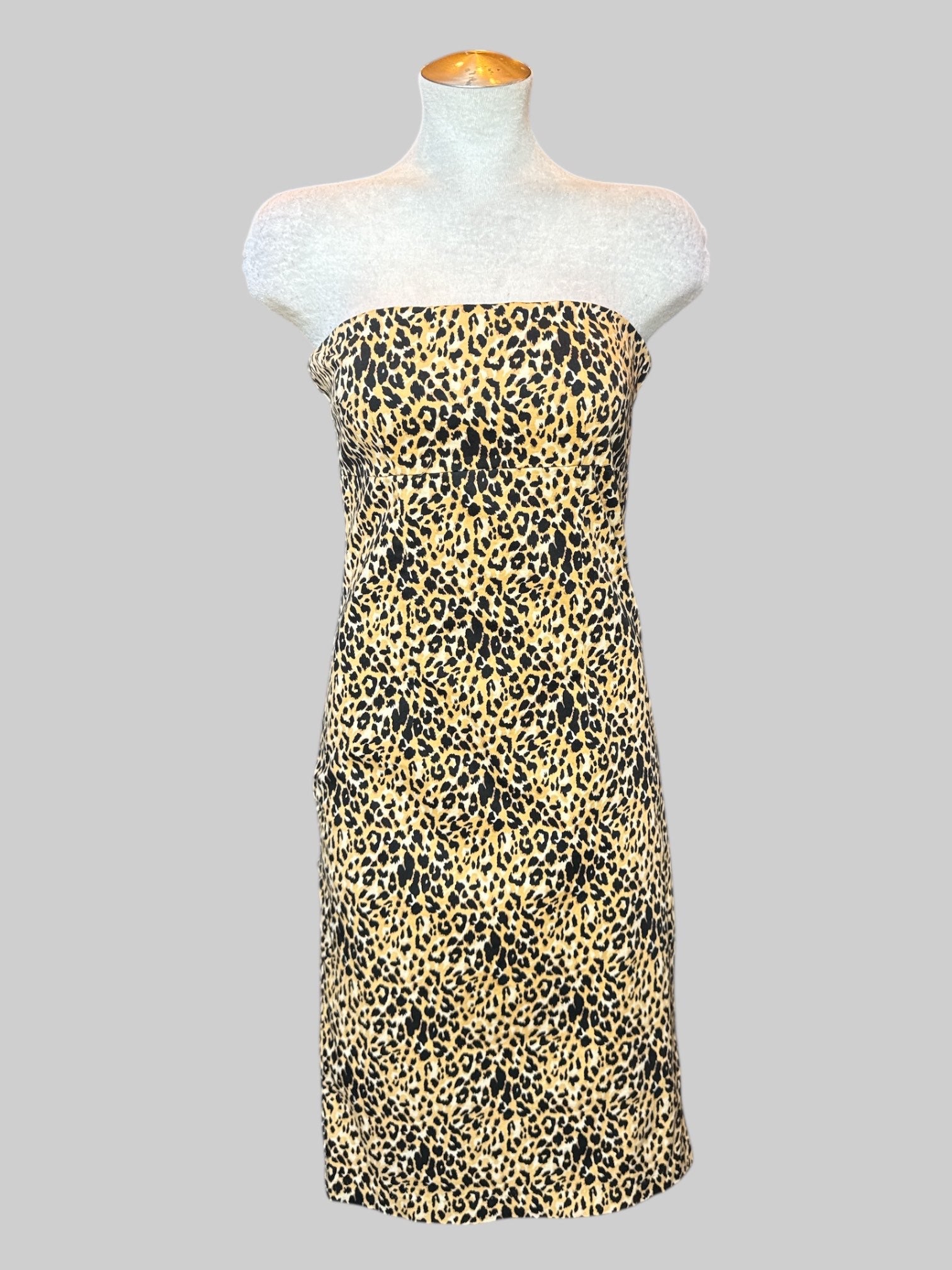 M Strapless cheetah print dress
