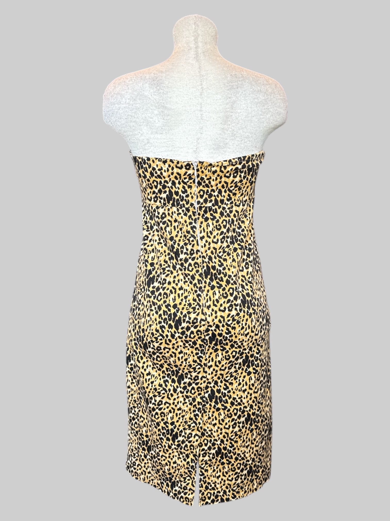 M Strapless cheetah print dress